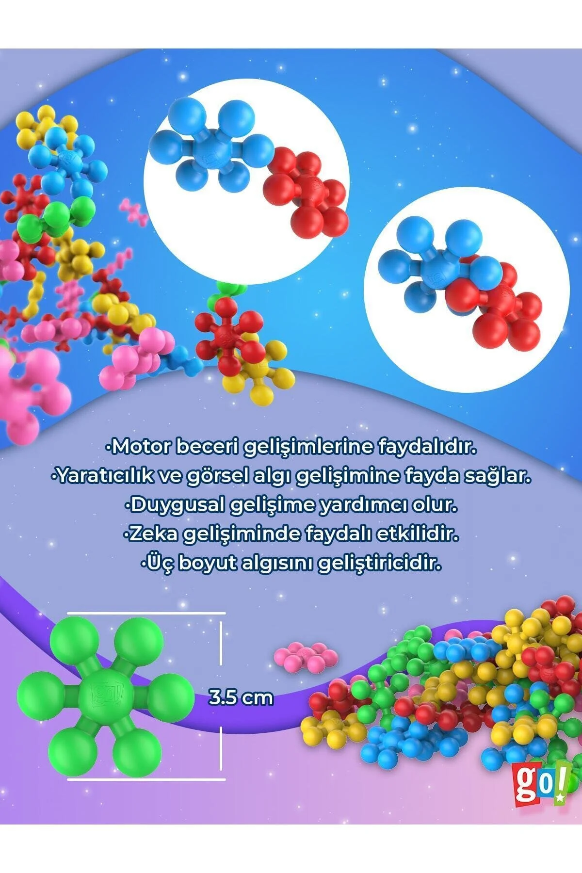 لگو و اسباب بازی های ساخت محور SNOWFLAKE MOLECULE BUILDING BLOCKS TOY آموزشی 120 PCS TOYS از ترکیه Go Toys