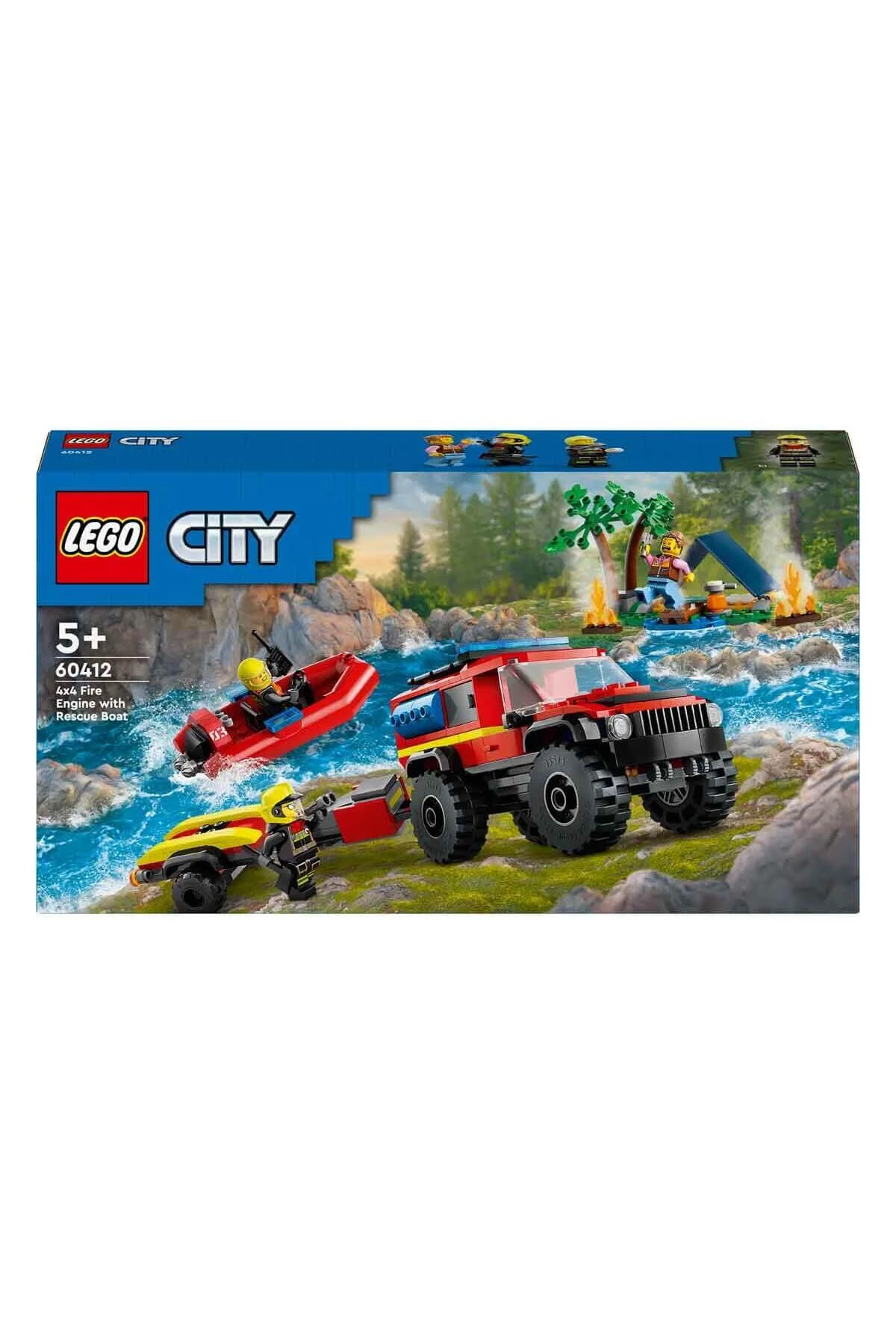 لگو و اسباب بازی های ساخت محور کامیون آتش نشانی ITY 4X4 WITH RESCUE BOAT 60412 چادر کمپینگ برای کودکان 5 سال به بالا از ترکیه LEGO