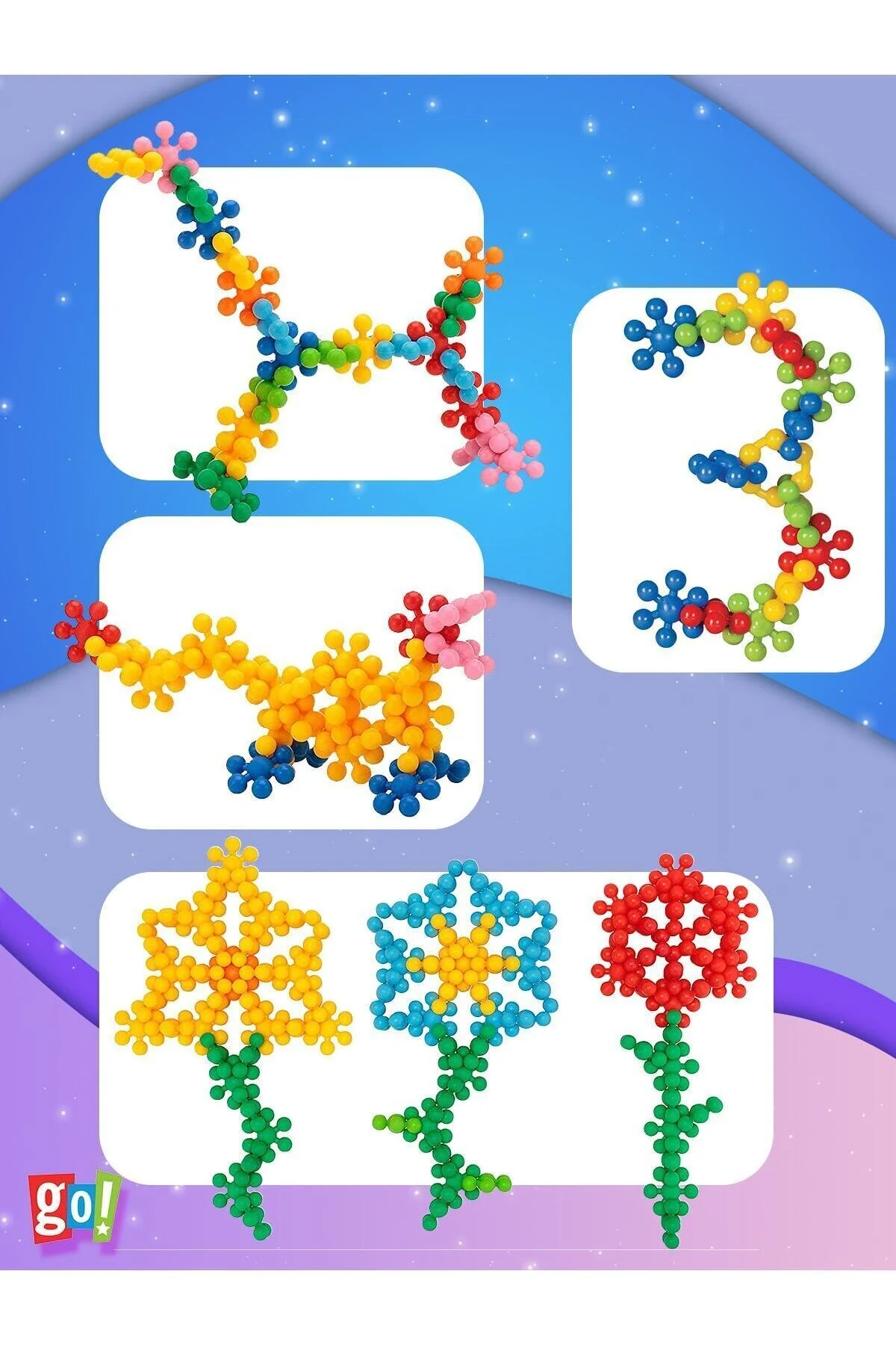 لگو و اسباب بازی های ساخت محور SNOWFLAKE MOLECULE BUILDING BLOCKS TOY آموزشی 120 PCS TOYS از ترکیه Go Toys