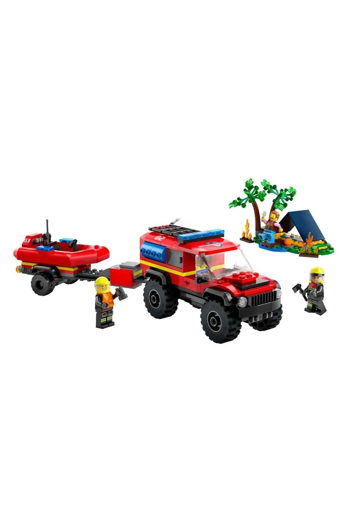 لگو و اسباب بازی های ساخت محور کامیون آتش نشانی ITY 4X4 WITH RESCUE BOAT 60412 چادر کمپینگ برای کودکان 5 سال به بالا از ترکیه LEGO