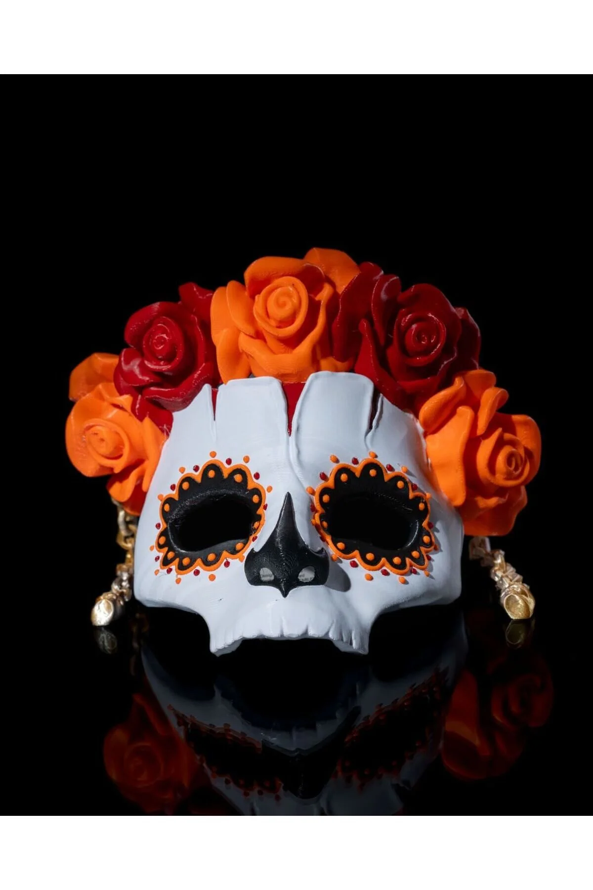 فیگور ماسک CALAVERA با گل رز گوشواره آویزان و جزئیات عالی مناسب برای 1 تا صورت VeyernCraft