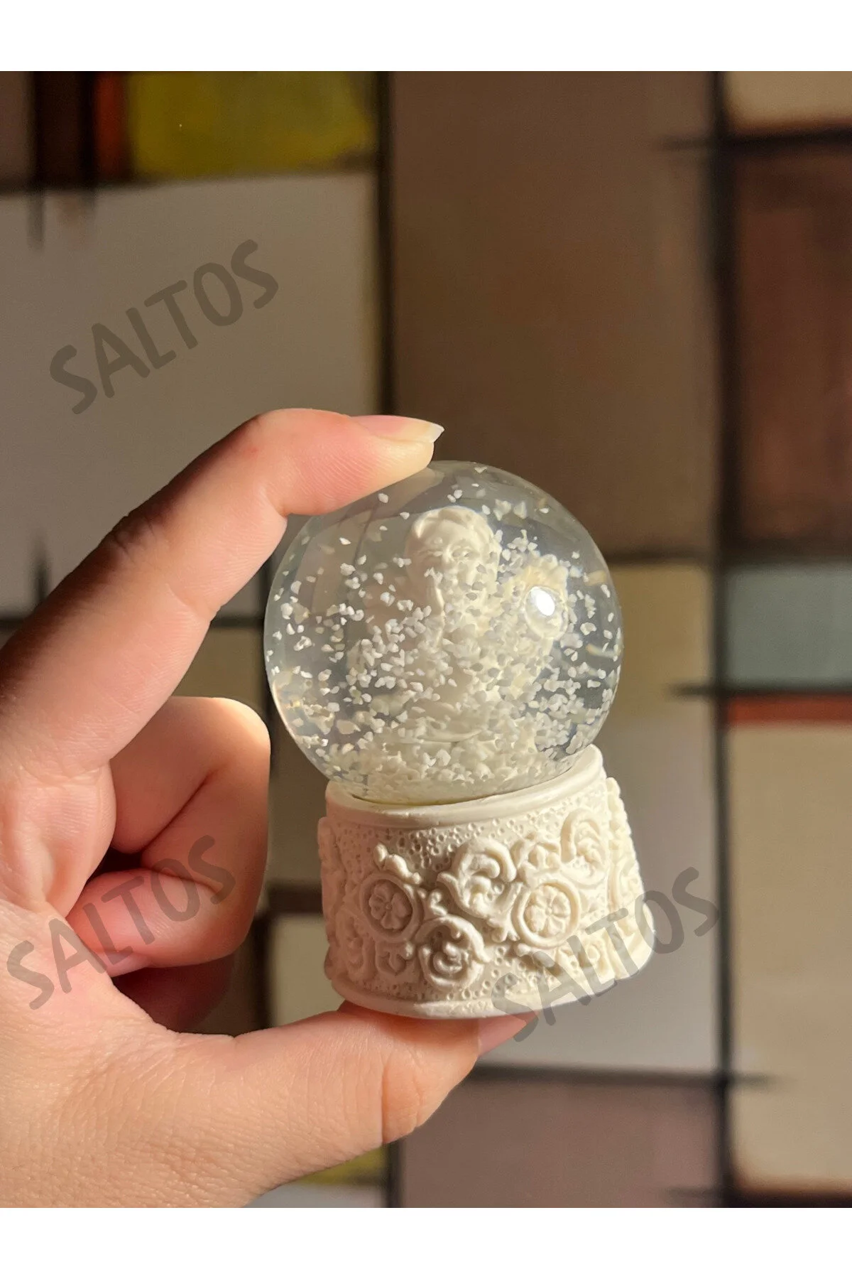 گوی برفی گردنبند شن و ماسه سنگ ماه گلوب | هدیه تولد ست برای دوستان عاشقان از ترکیه Saltos