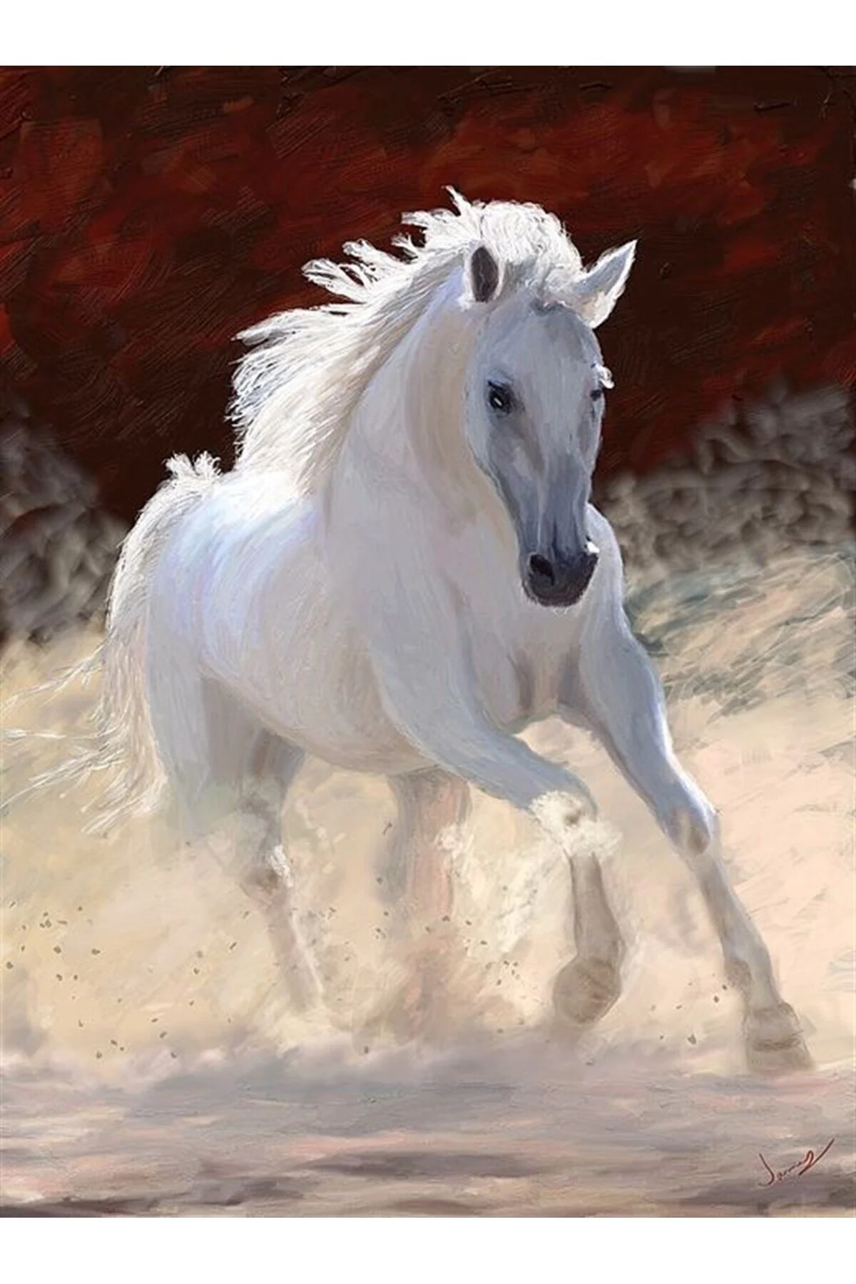 پازل نقاشی موزاییک الماس اسب سفید 41X56CM MARCEL SANAT