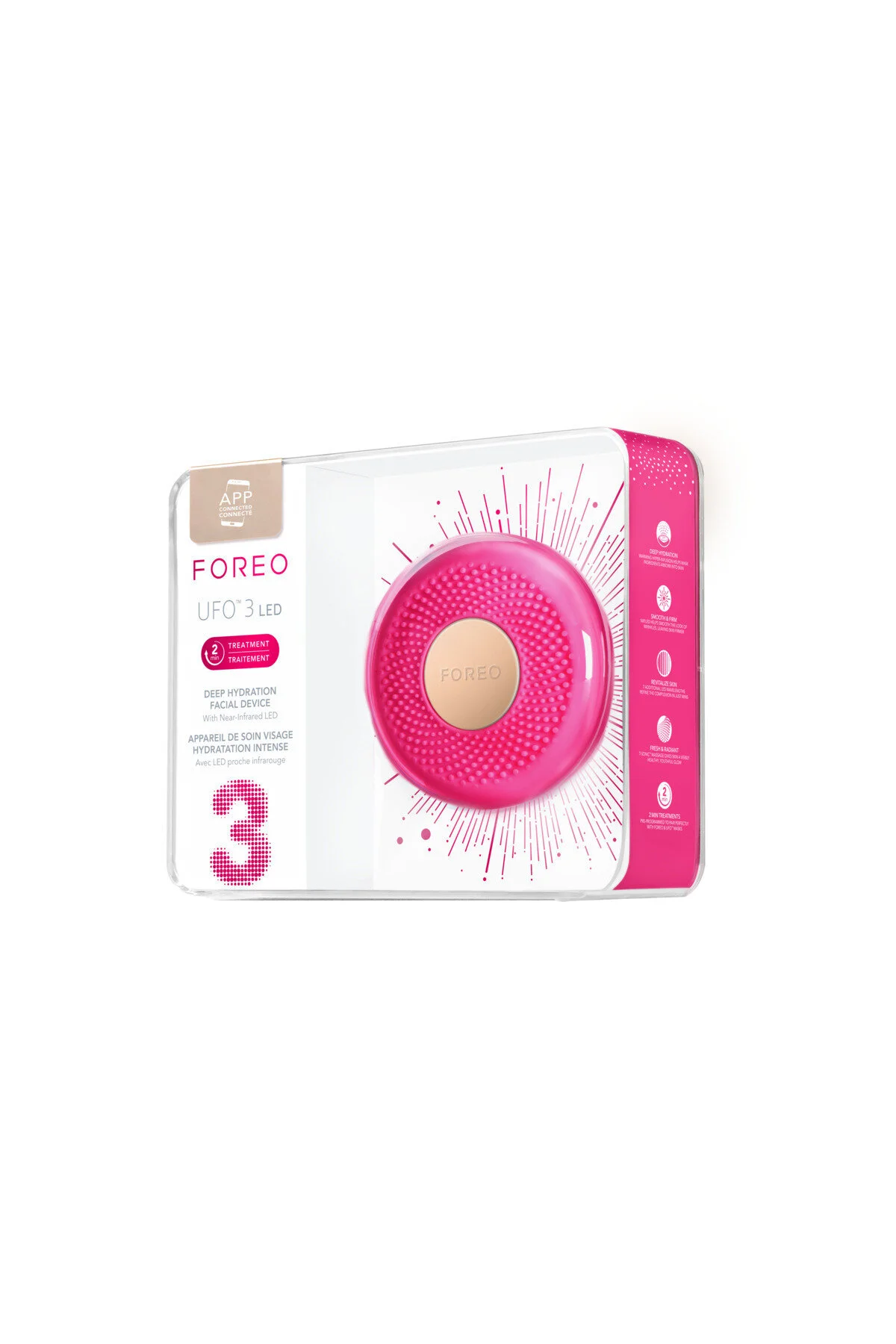 دستگاه شستشوی صورت صورتی واتر جت ماسک قدرت Led Ufo ™ 3 و درمانی سبک Foreo
