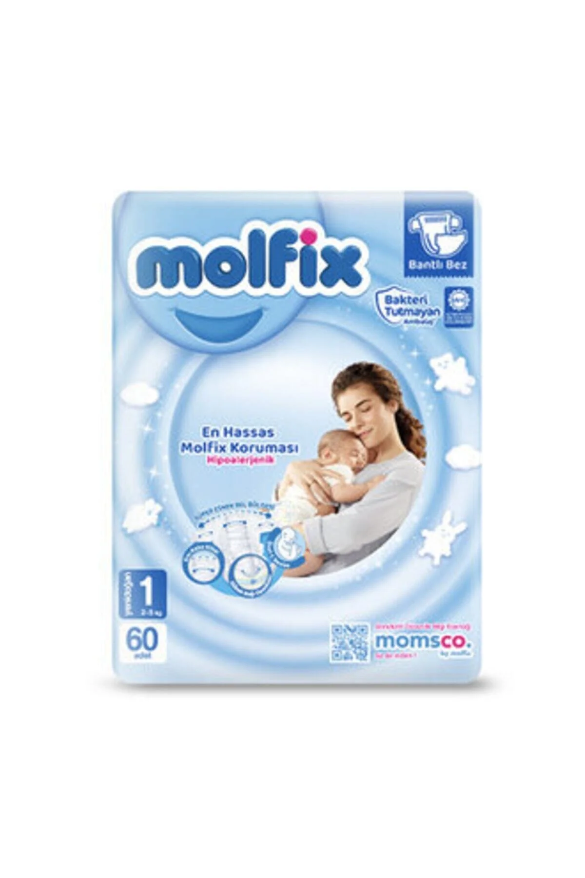 پوشک بچه پکیج مزیت 1 نوزاد سایز 2 5 کیلوگرم 60 اورجینال Molfix
