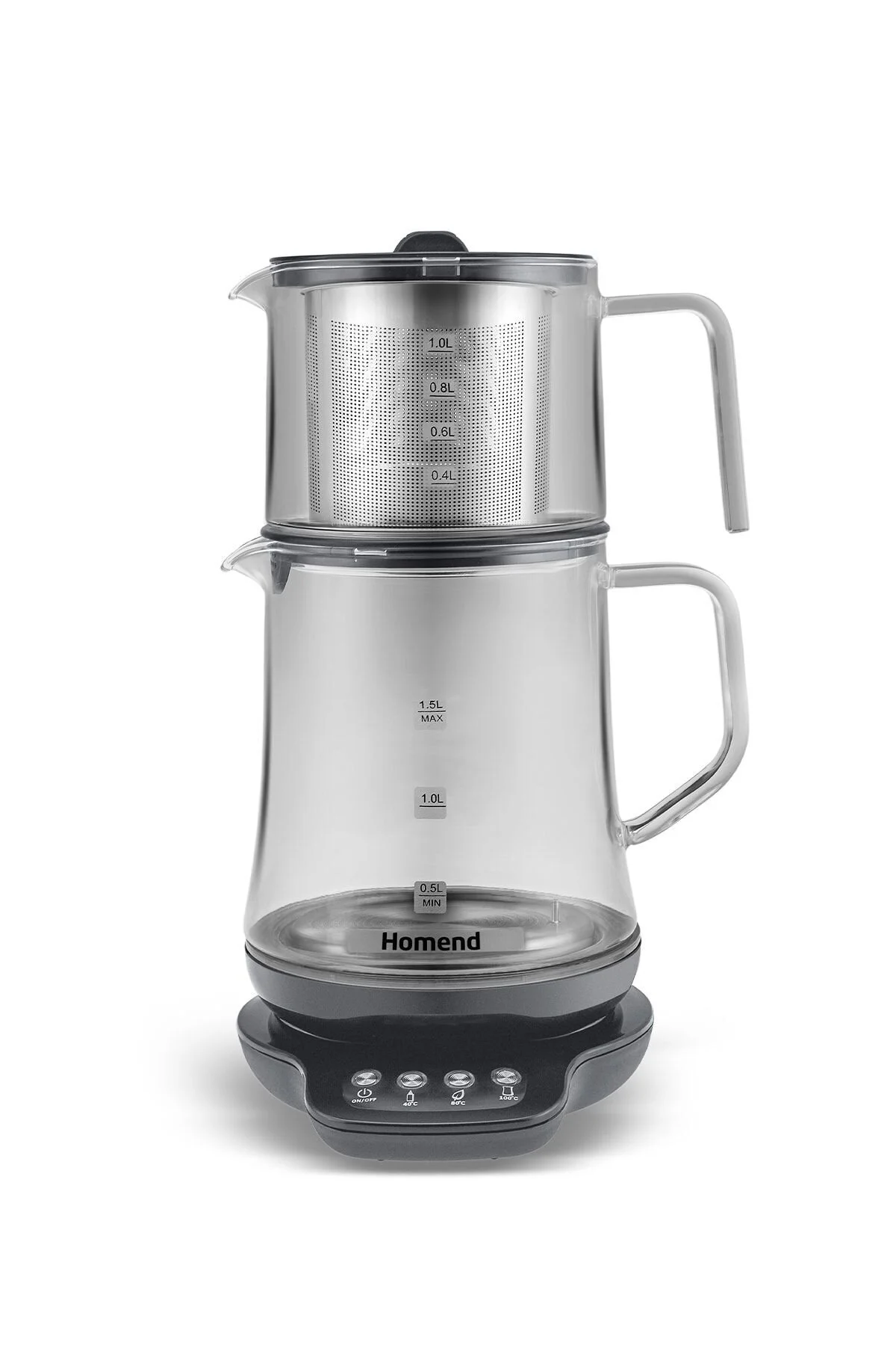 چای ساز خاکستری Royaltea 1748H صحبت کردن دستگاه شیشه ای آنترو  HOMEND