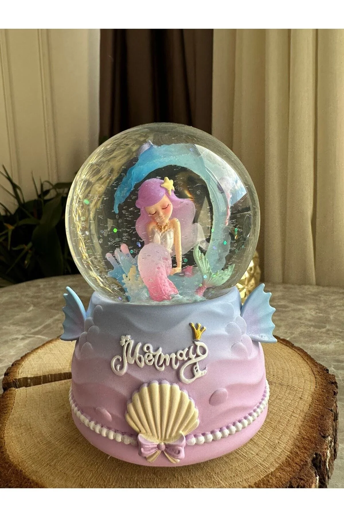 گوی برفی سمپاش موزیکال نورانی MERMAID SNOW GLOBE سایز مگا از ترکیه nesever store
