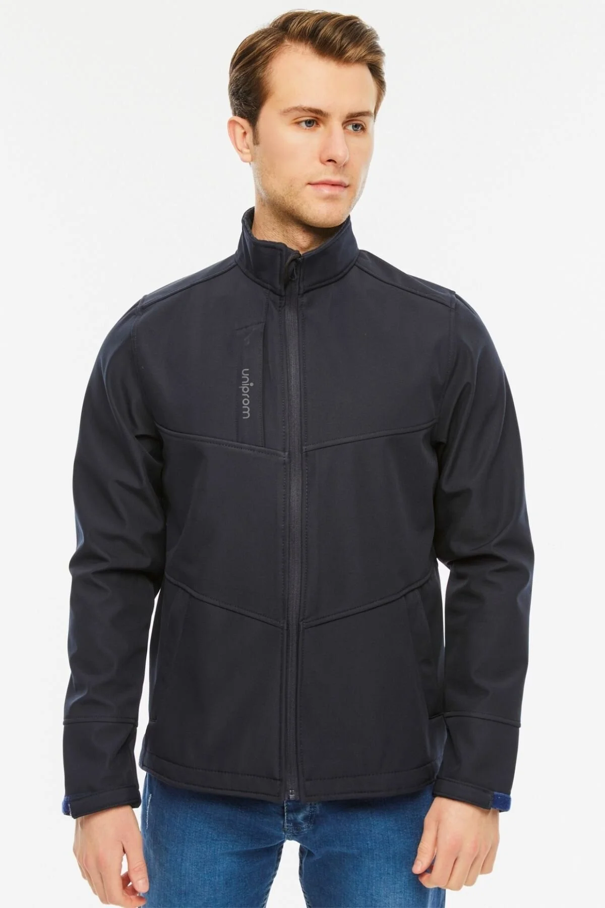 ژاکت SOFTSHELL با داخل پشمی ضد آب و باد مردانه PRO MODEL NAVY BLUE Uniprom