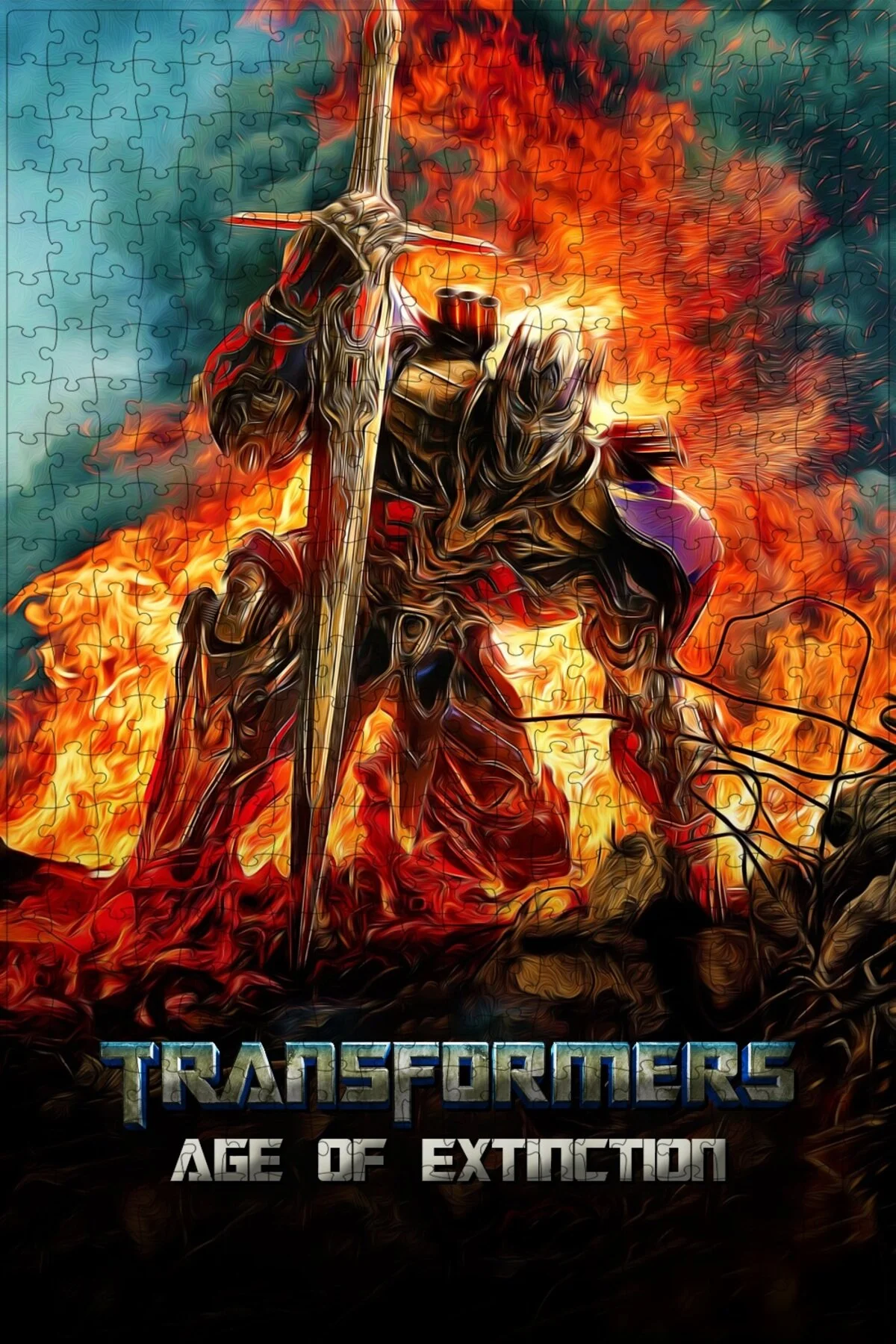 پازل TRANSFORMERS: AGE OF EXTINCTION 2014 پوستر فیلم 500 قطعه اره منبت کاری مویی نسخه 2 Jeronkarji