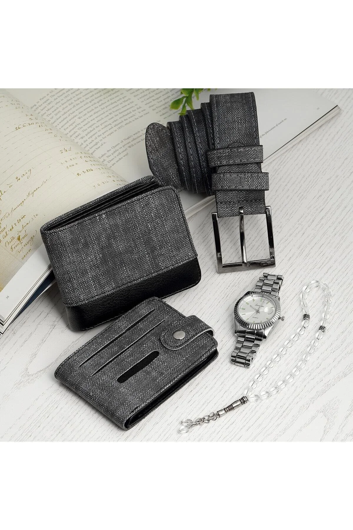 ست لوازم جانبی مردانه کارت ویزیت GREY WALLET WINDWATCH SET Forentina