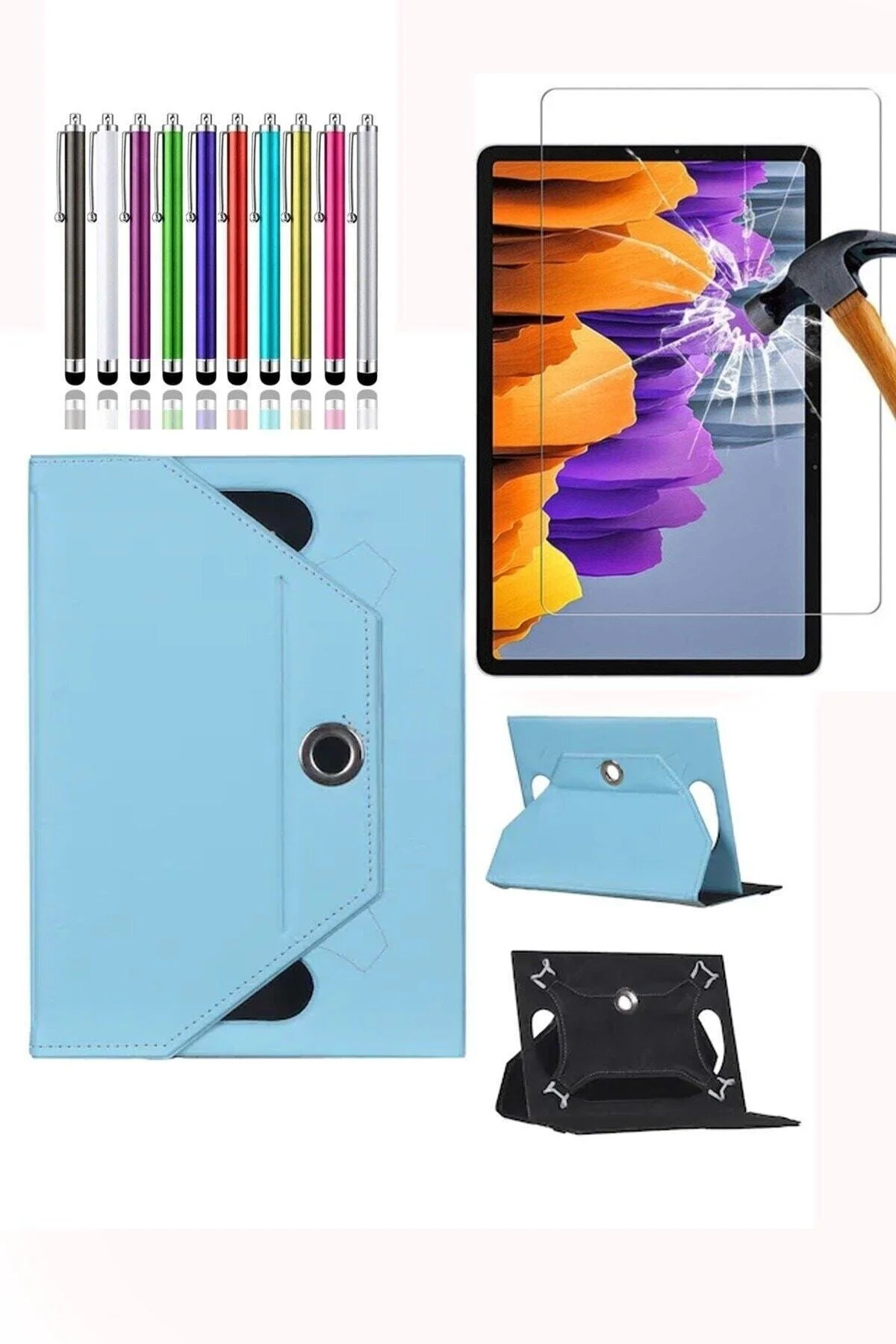 کاور تبلت قاب پایه یونیورسال GALAXY TAB A9+PLUS + محافظ صفحه قلم piblue