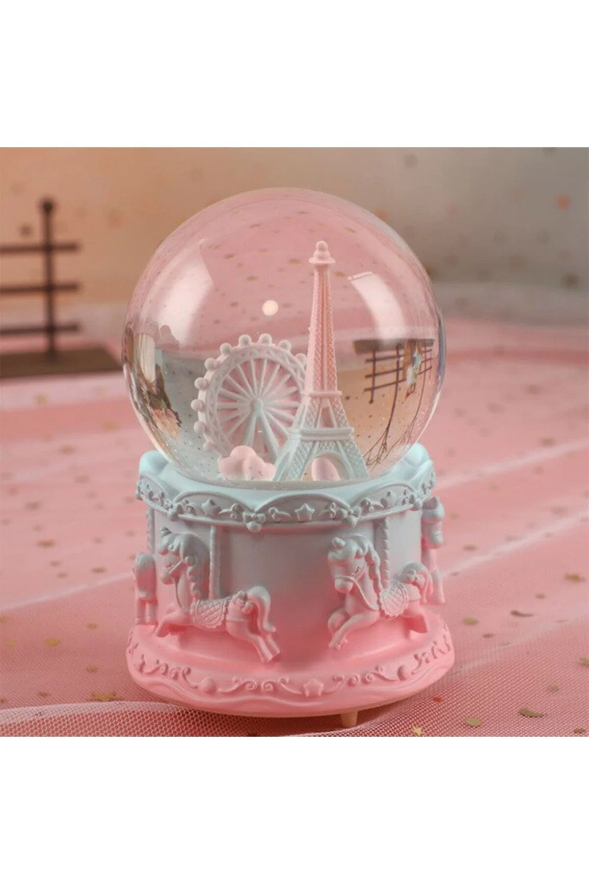 گوی برفی برج ایفل نورانی موزیکال اسپری شده در اندازه بزرگ SNOW GLOBE از ترکیه keyfim shop