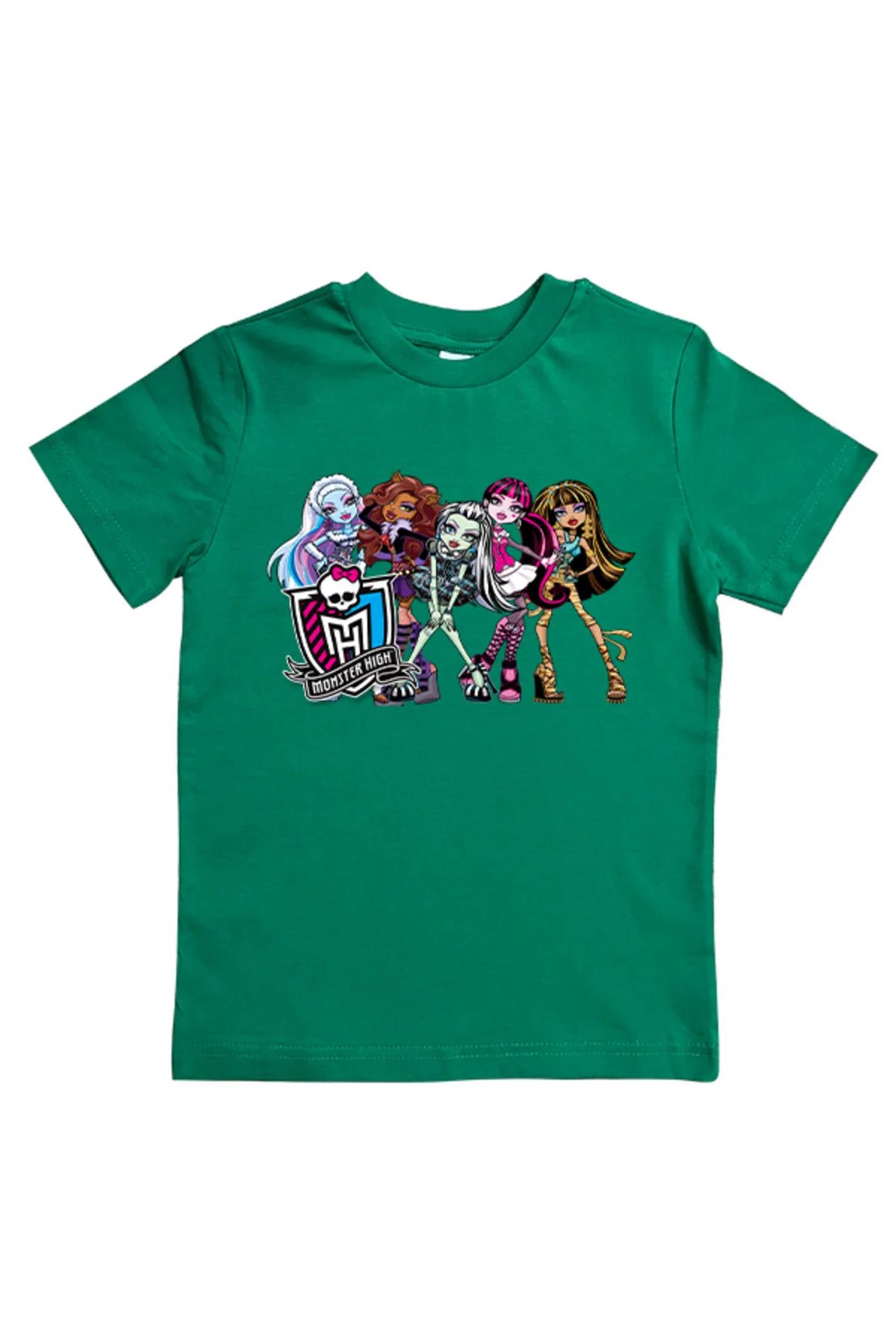 تی شرت دخترانه و پسرانه بچگانه پارچه چاپی ای شانه تابستانی کودک T SHIRT MONSTER HIGH