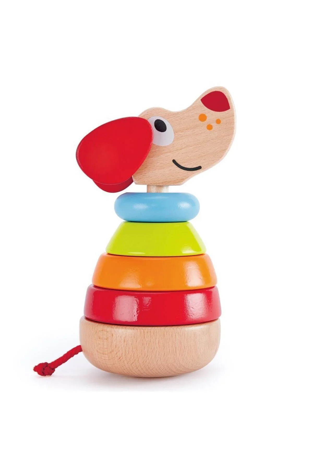 اسباب بازی های چوبی دوست من PEPE AUDIO DOG COLORFUL RINGS TOWER GAME Hape