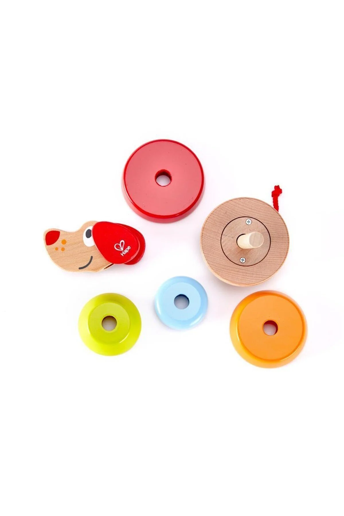 اسباب بازی های چوبی دوست من PEPE AUDIO DOG COLORFUL RINGS TOWER GAME Hape