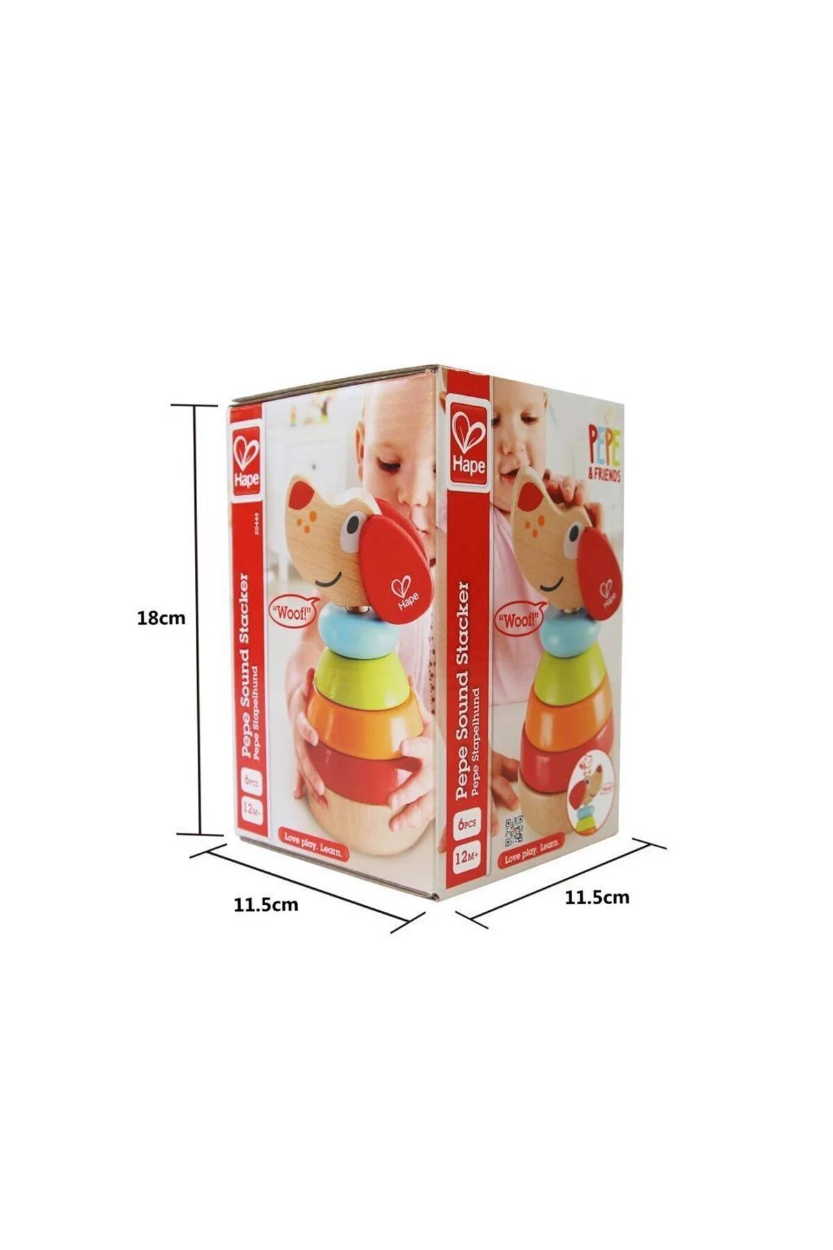 اسباب بازی های چوبی دوست من PEPE AUDIO DOG COLORFUL RINGS TOWER GAME Hape