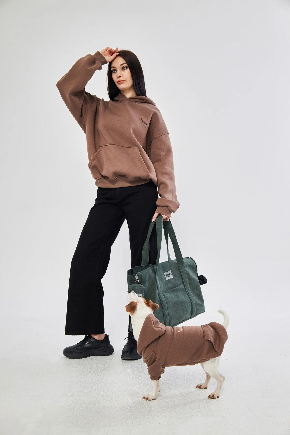 لباس سگ چند رنگ پت پیراهن گلدوزی قهوه ای جیمی Jimi pet