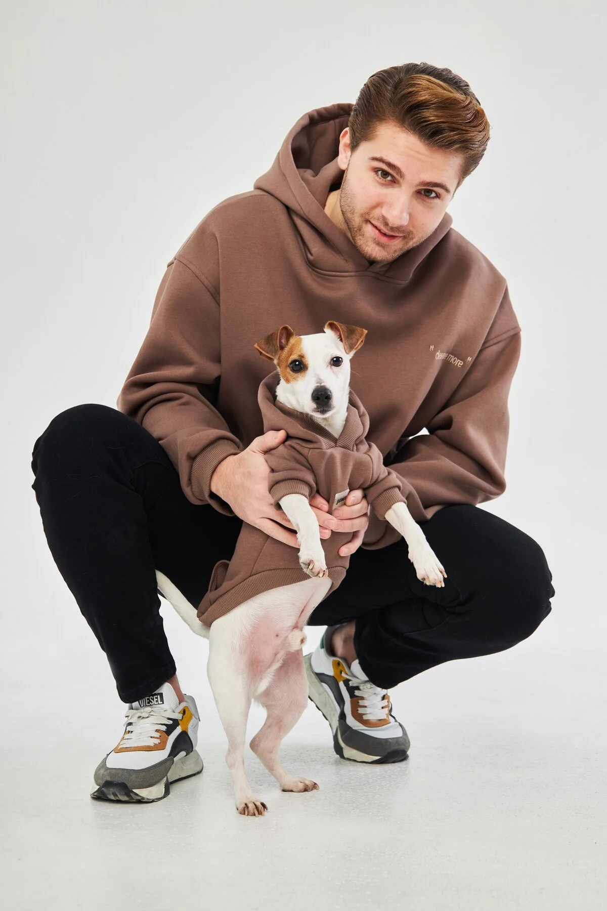 لباس سگ چند رنگ پت پیراهن گلدوزی قهوه ای جیمی Jimi pet