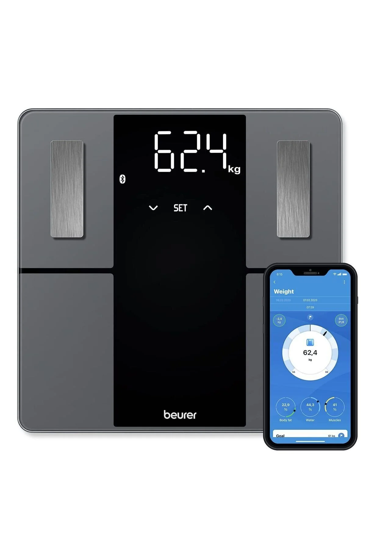 ترازو BF 500 تشخیص ویرایش فوق العاده سیاه جای زخم حمام Beurer