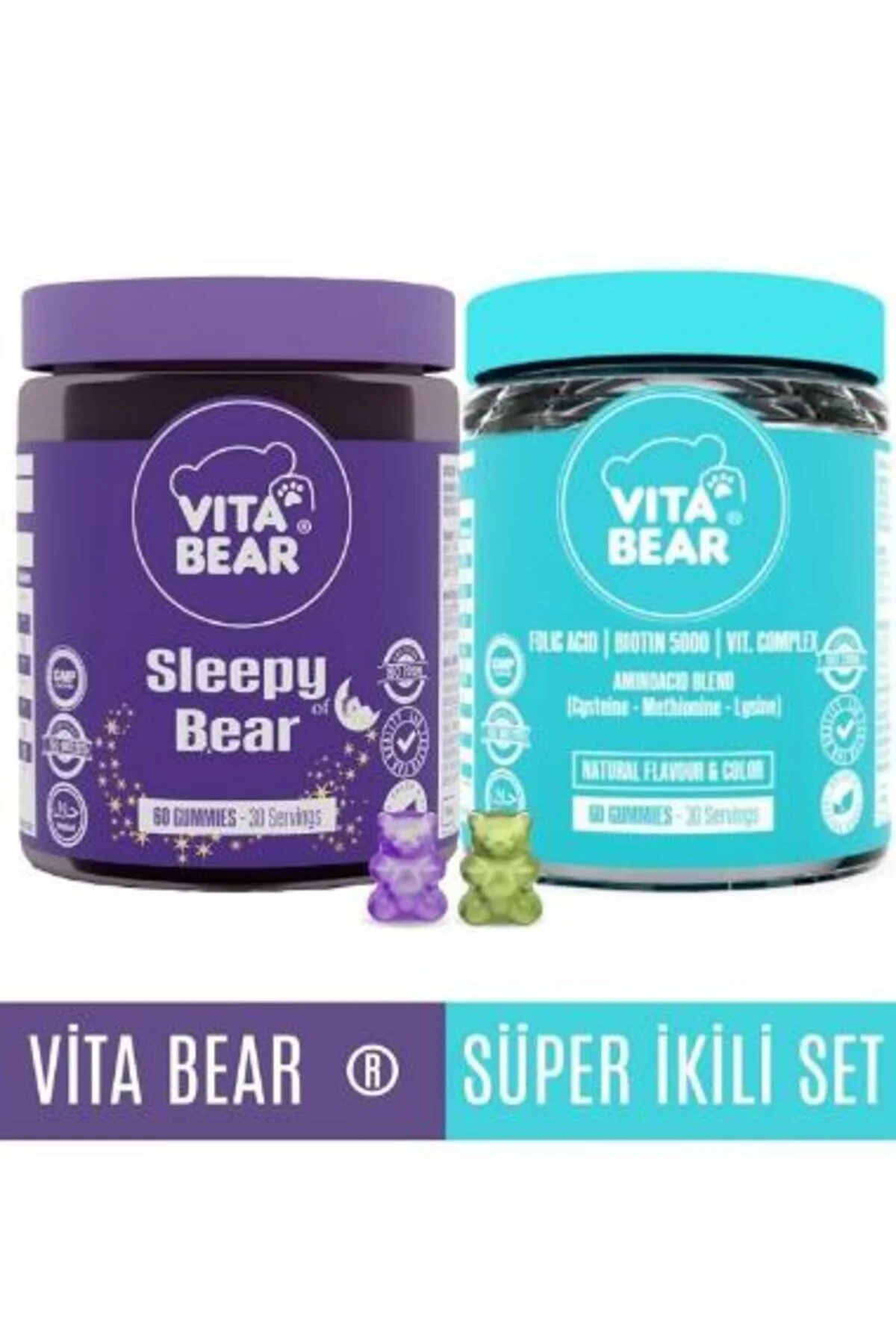 ویتامین مو VITABEAR SLEEPY BEAR 60 قطعه + موهای قوی Vita Bear