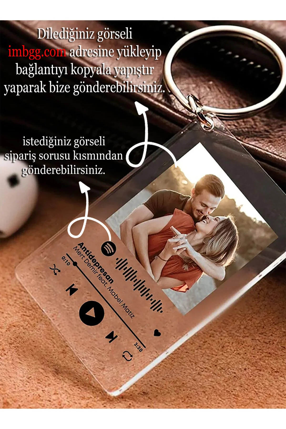 جلیقه کلید جاکلیدی چاپ شده عکس طرح خاص با بارکد SPOTIFY ویژه روز ولنتاین 5×7 سانتی متر Letsbliss