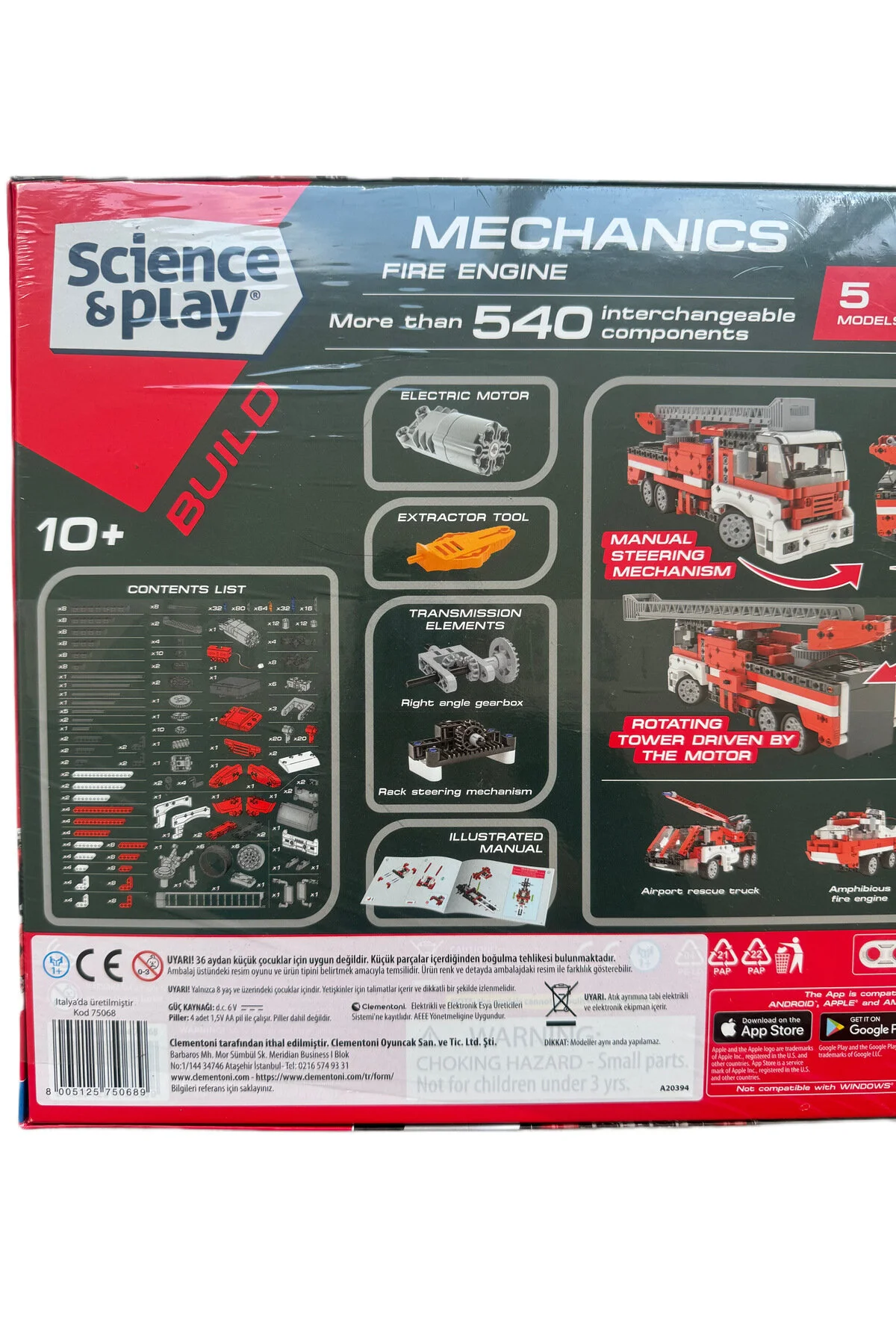 ست علمی اسباب بازی ابزار آتش نشانی مکانیکی CLEMENTONI MOVEING ​​REASON 75068TRTR Clementoni