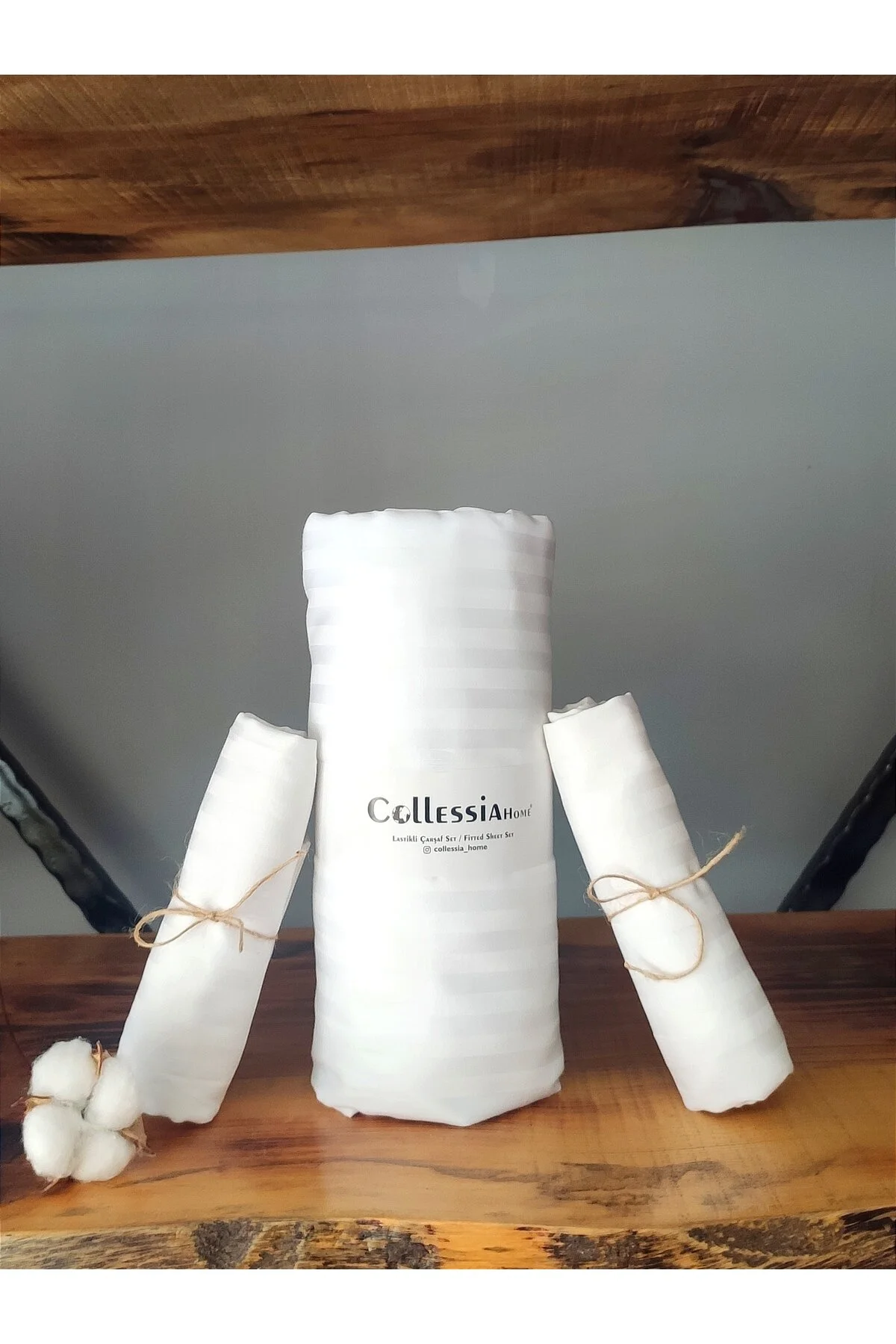 ست ملحفه دو نفره 100 ٪ سری هتل های لوکس ساتن پنبه مجهز به مجموعه LDISE تایر دوتایی سفید CollessiaHome