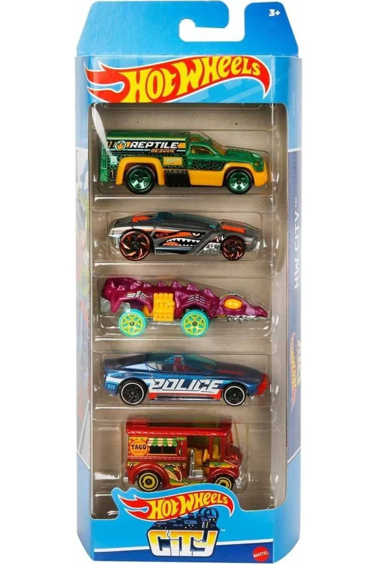 ماشین اسباب بازی چرخ های داغ 5 مجموعه قطعه HW CITY HTV39 هات ویلز اورجینال HOT WHEELS