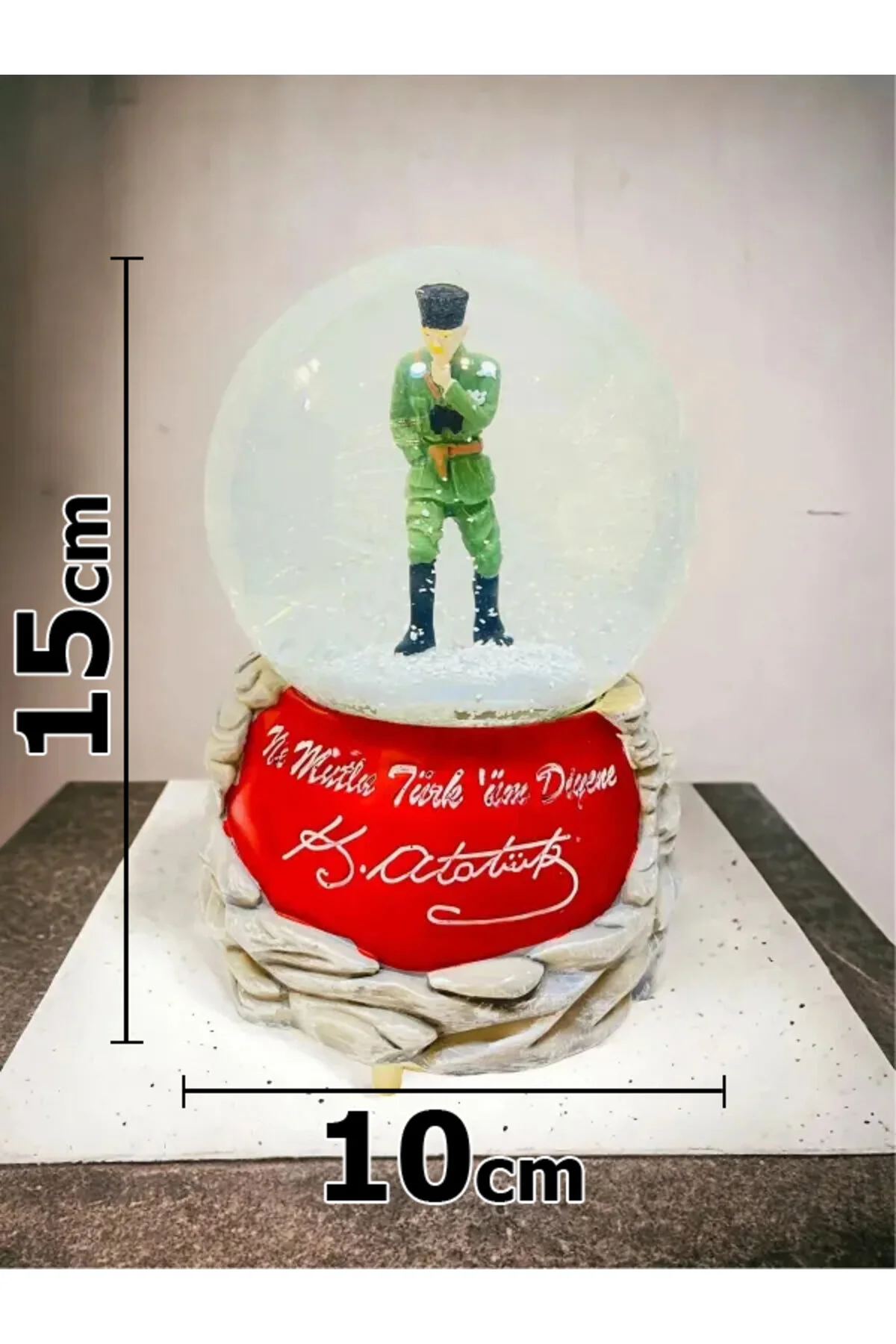 گوی برفی RGB SNOW GLOBE آتاتورک سایز بزرگ با نور موسیقی و اسپری پخش اسفند ماه ازمیر از ترکیه teknotrust