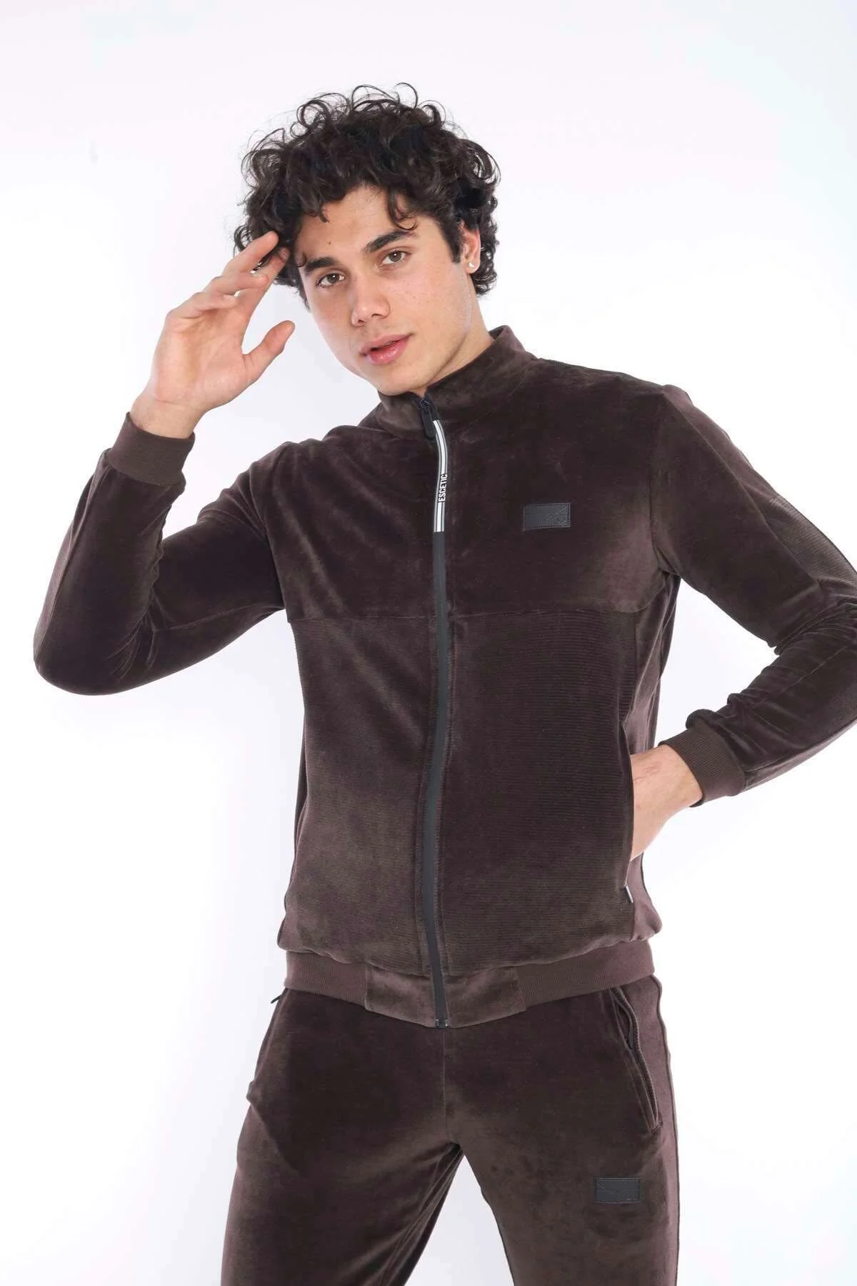 ست گرمکن ورزشی مردانه SLIMFIT 4 POCKET VELVET SEASON TRACKSUIT TEAM 6637 Escetic