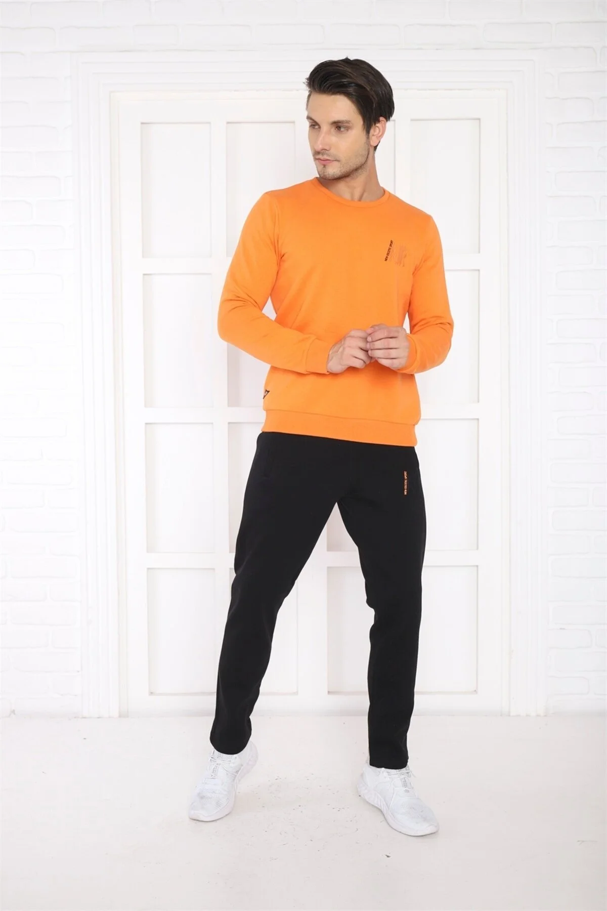ست گرمکن ورزشی مردانه نارنجی 3 من؟ توطئه تنفسی SLIMFIT SERVICE 3078 Escetic