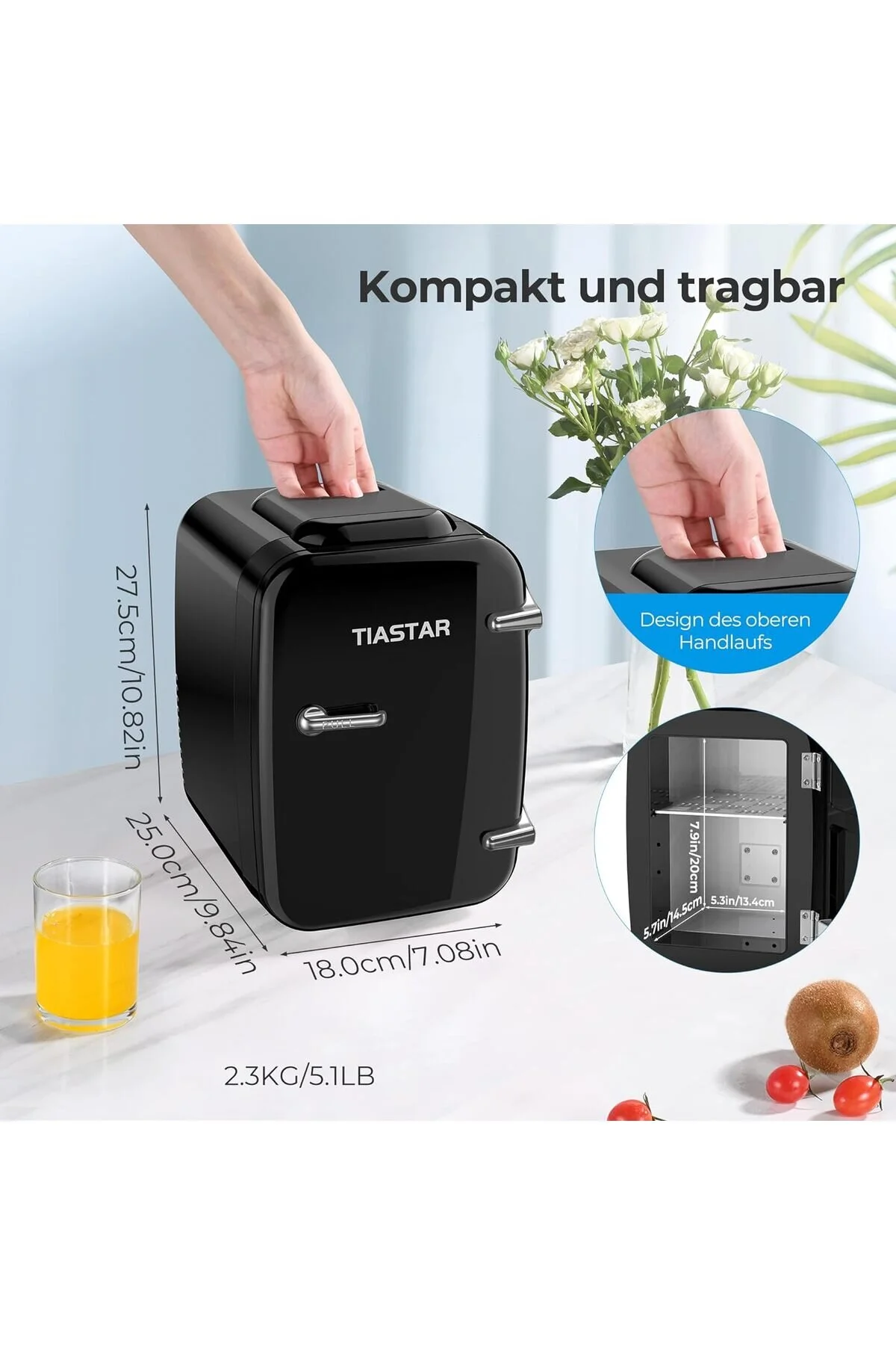 یخچال خودرو ظرفیت قابل حمل مینی 6 نوشیدنی و مراقبت از پوست دو دنده بخاری tiastar