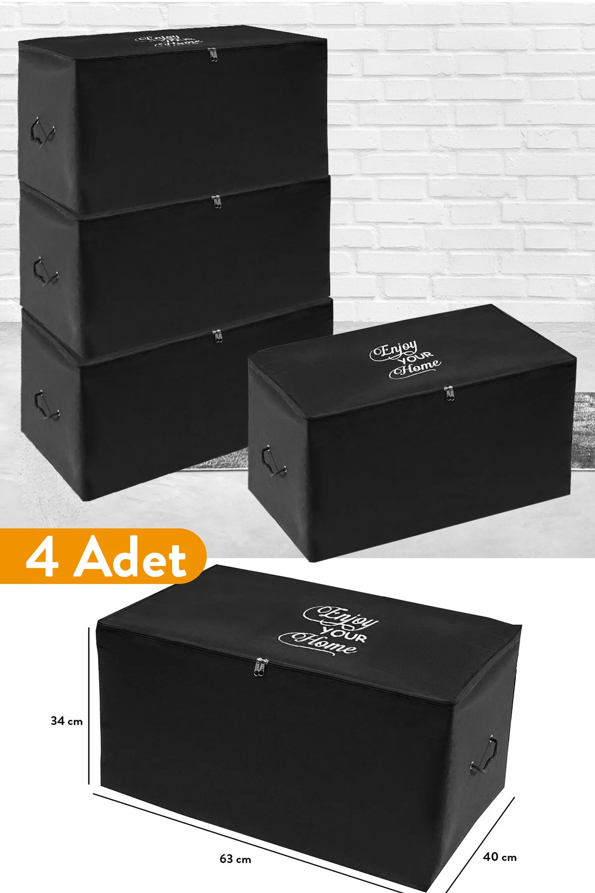 کیسه لباس هورچ مشکی 4 قطعه با اندازه متوسط ​​63 40 34 سانتی متر Serstil
