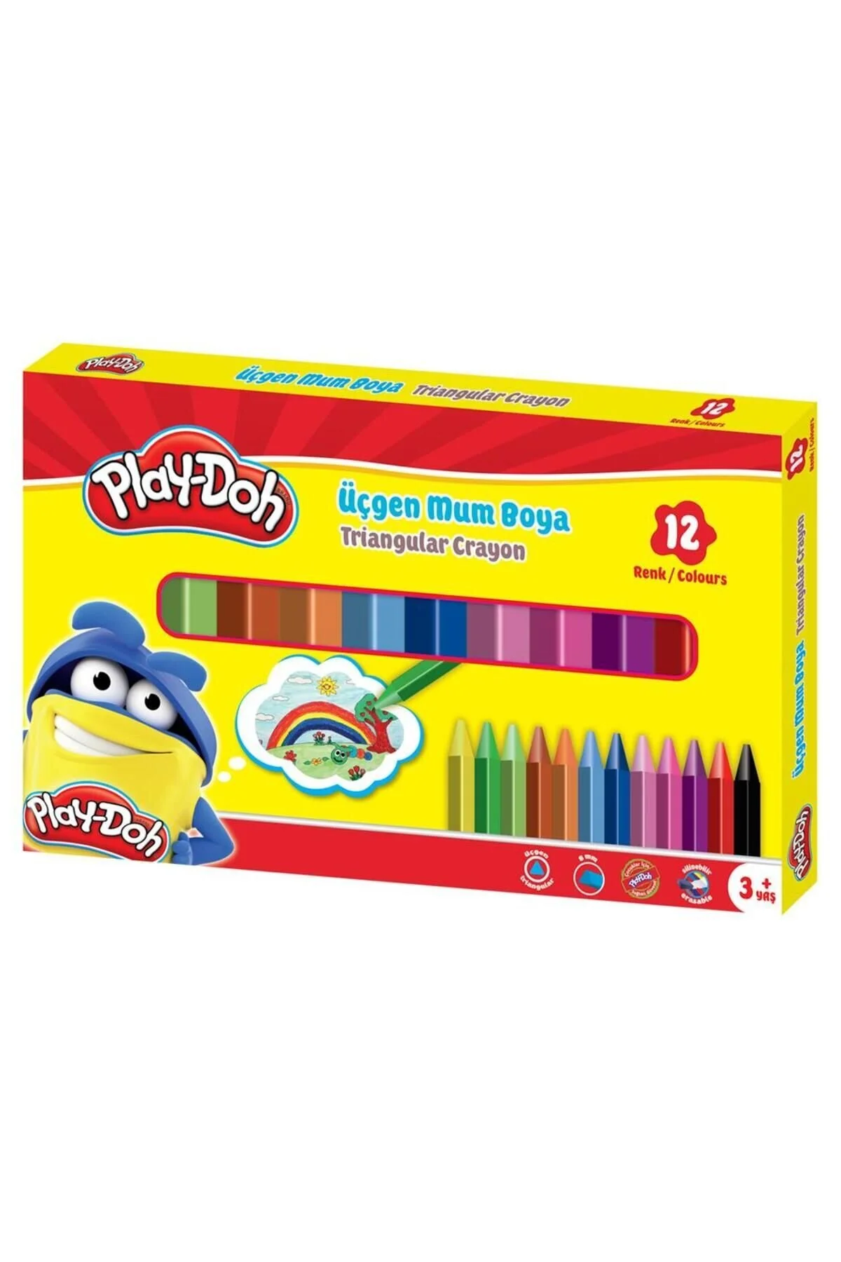 مداد شمعی پاستل PLAY DOH مثلث شمش رنگ شمع 12 CR008 Hasbro