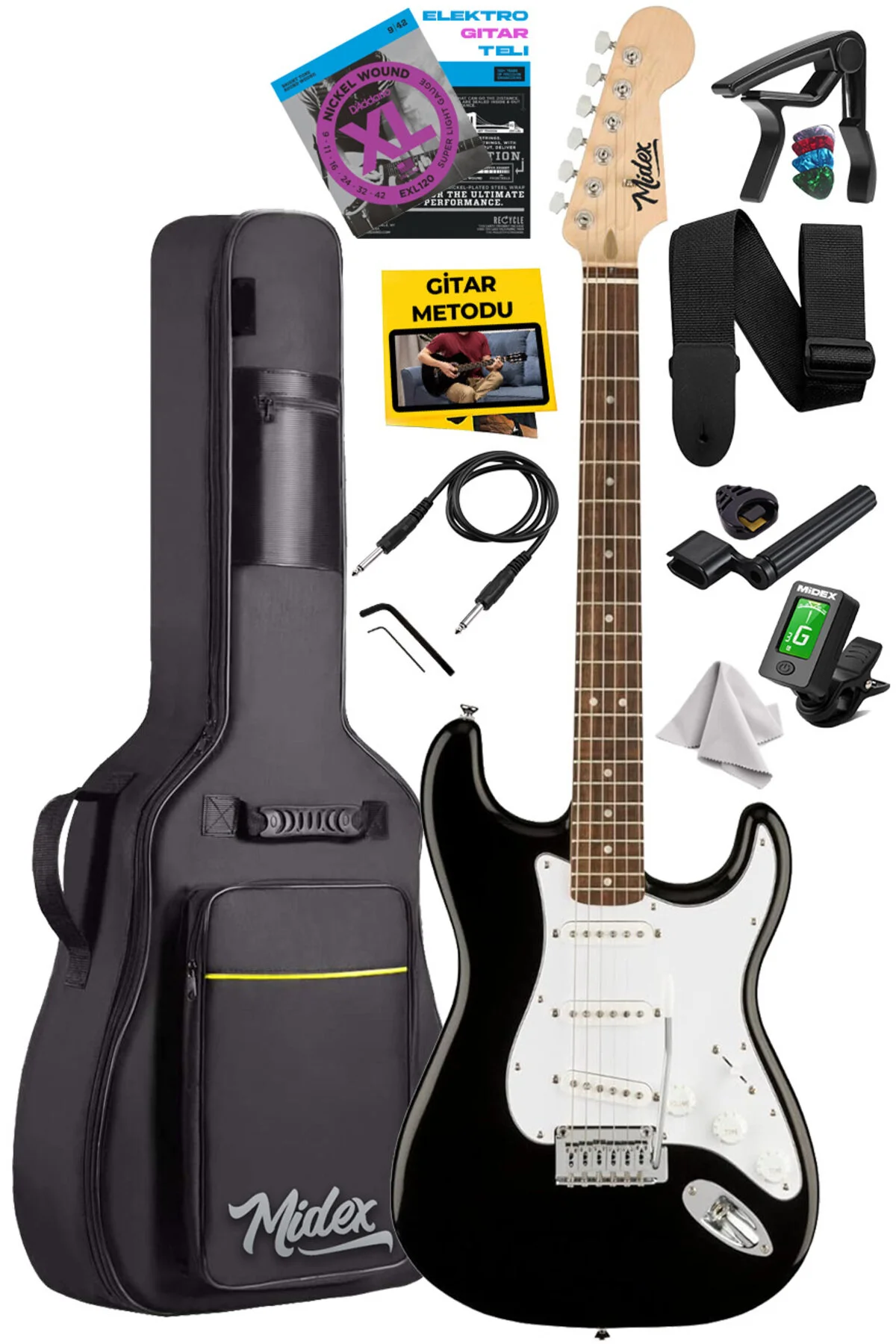 گیتار مجموعه برقی SSS RPH 30WB ROSE STRAT CASE Midex