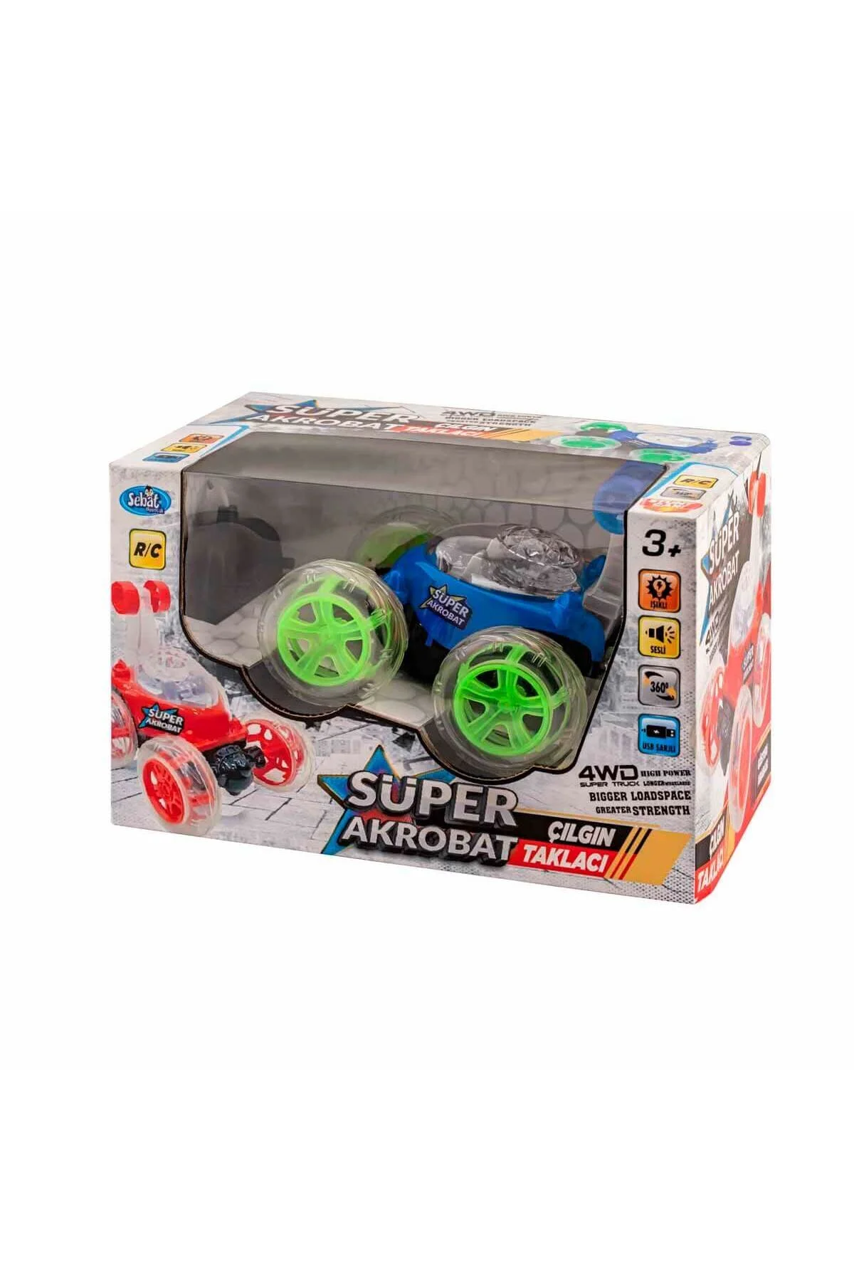 ماشین اسباب بازی انقضا شن و ماسه SUPER ACROBAT SB 2055 خودروی چرخشی 360 درجه با نور صدا sebat oyuncak