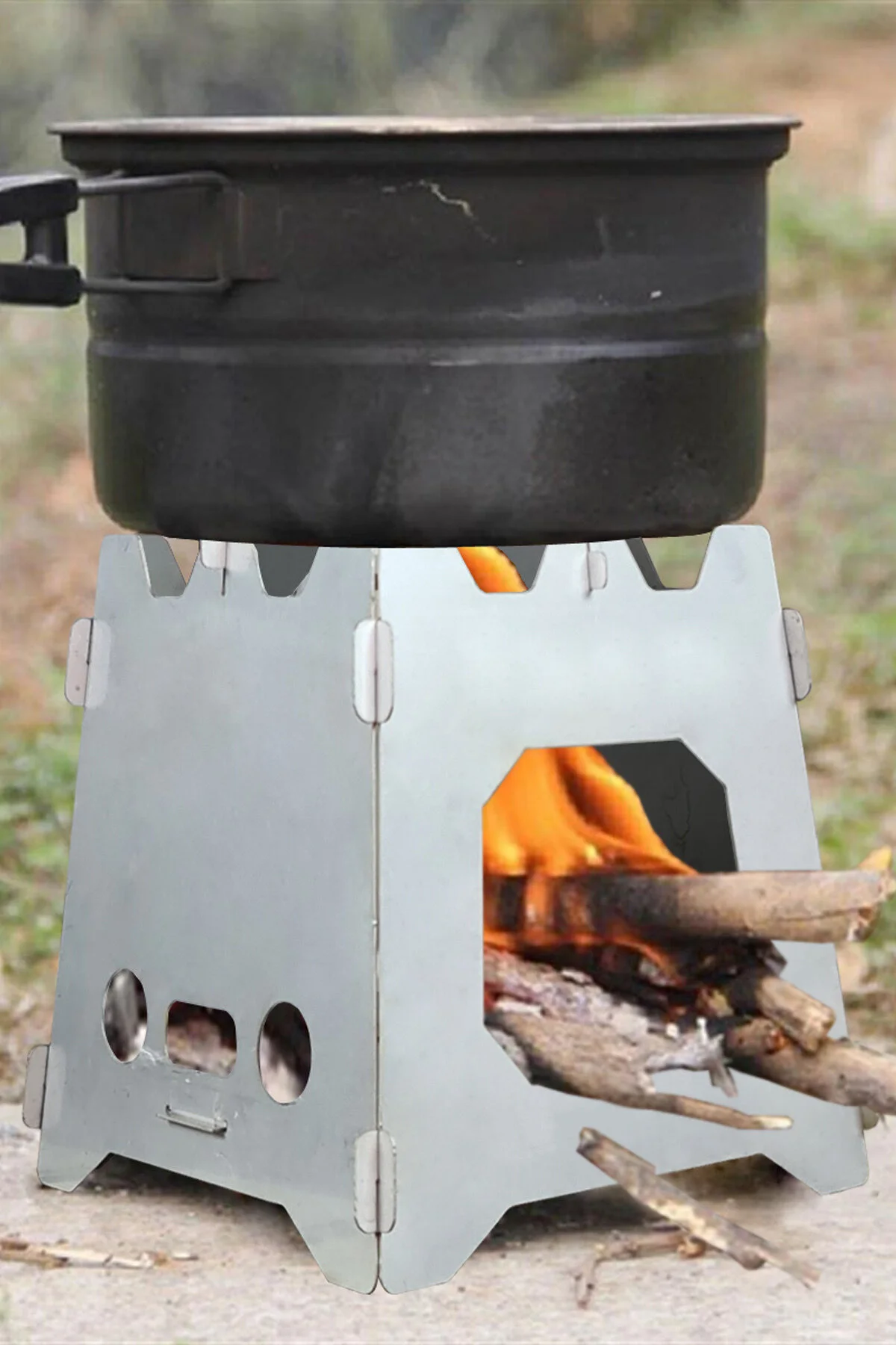 اجاق های کمپینگ خاکستری Box Fire Inox قابل حمل ژانویه 15X15X15Cm کیسه Hf017  Binbirreyon
