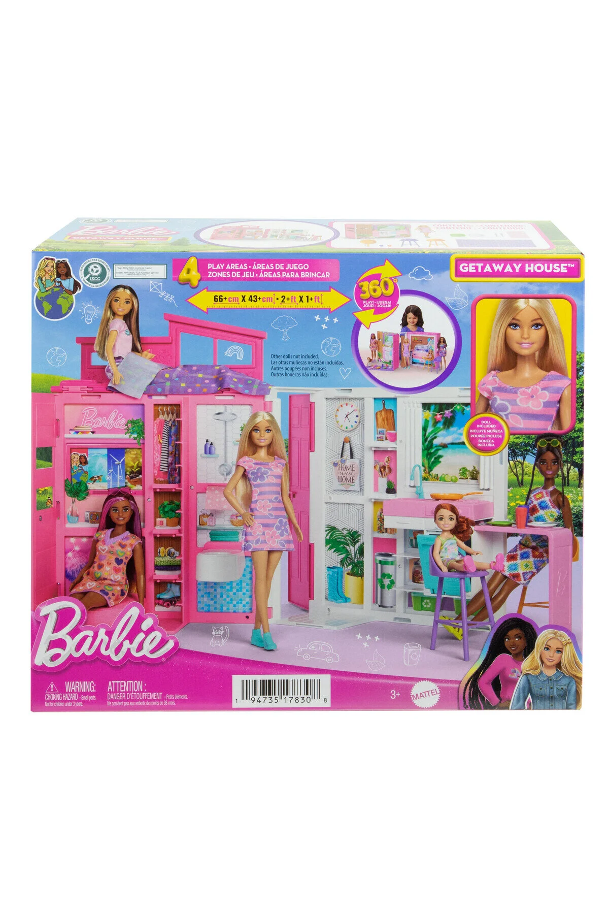 عروسک های اسباب بازی و لوازم جانبی ست خانه تعطیلات قابل حمل 4 منطقه 11 تزئینی HRJ77 Barbie