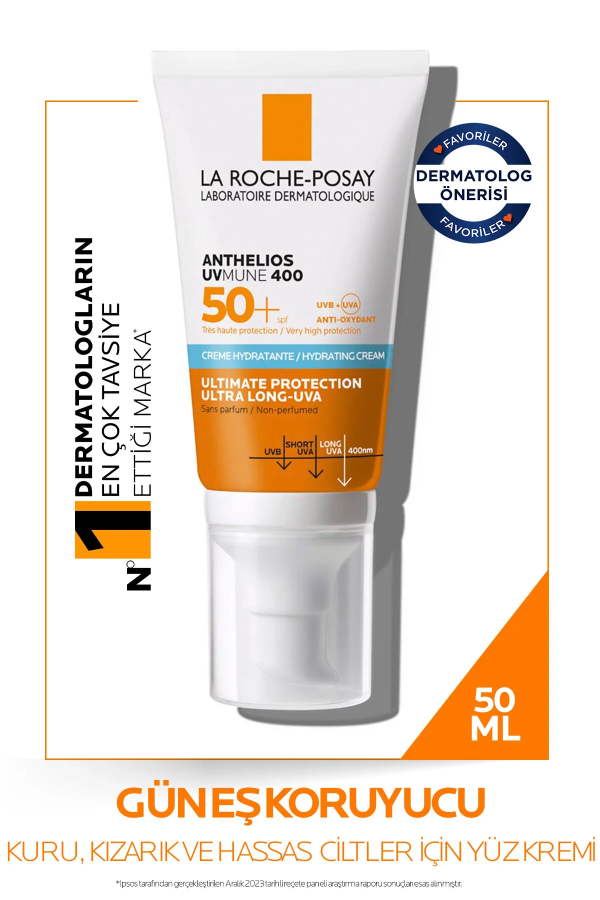 La Roche Posay ضدآفتاب صورتی با حفاظت بالا Anthelios Uvmune SPF +50 برای پوست حساس