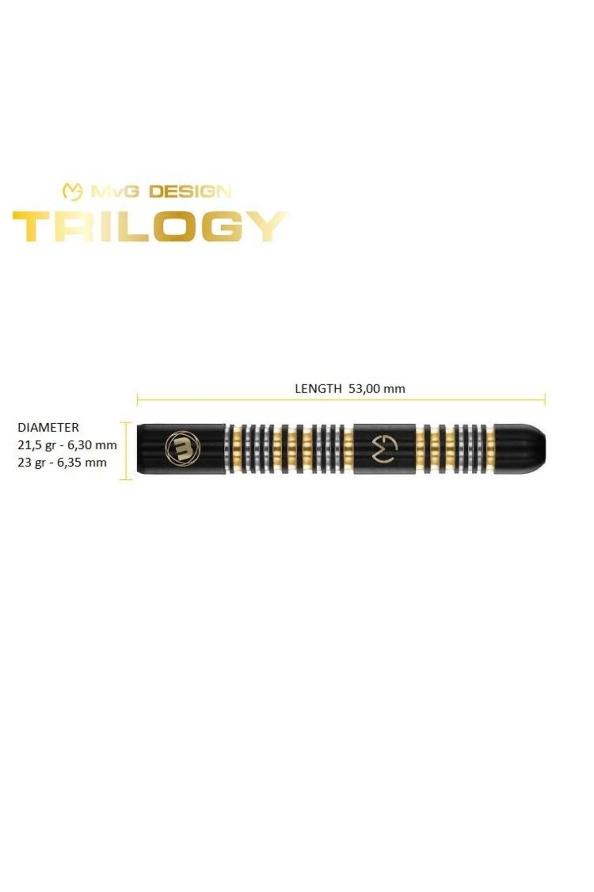 سوزن دارت MVG TRILOGY 90 ٪ TUNGSTEN STEEL TIP DART خوانده شده Winmau