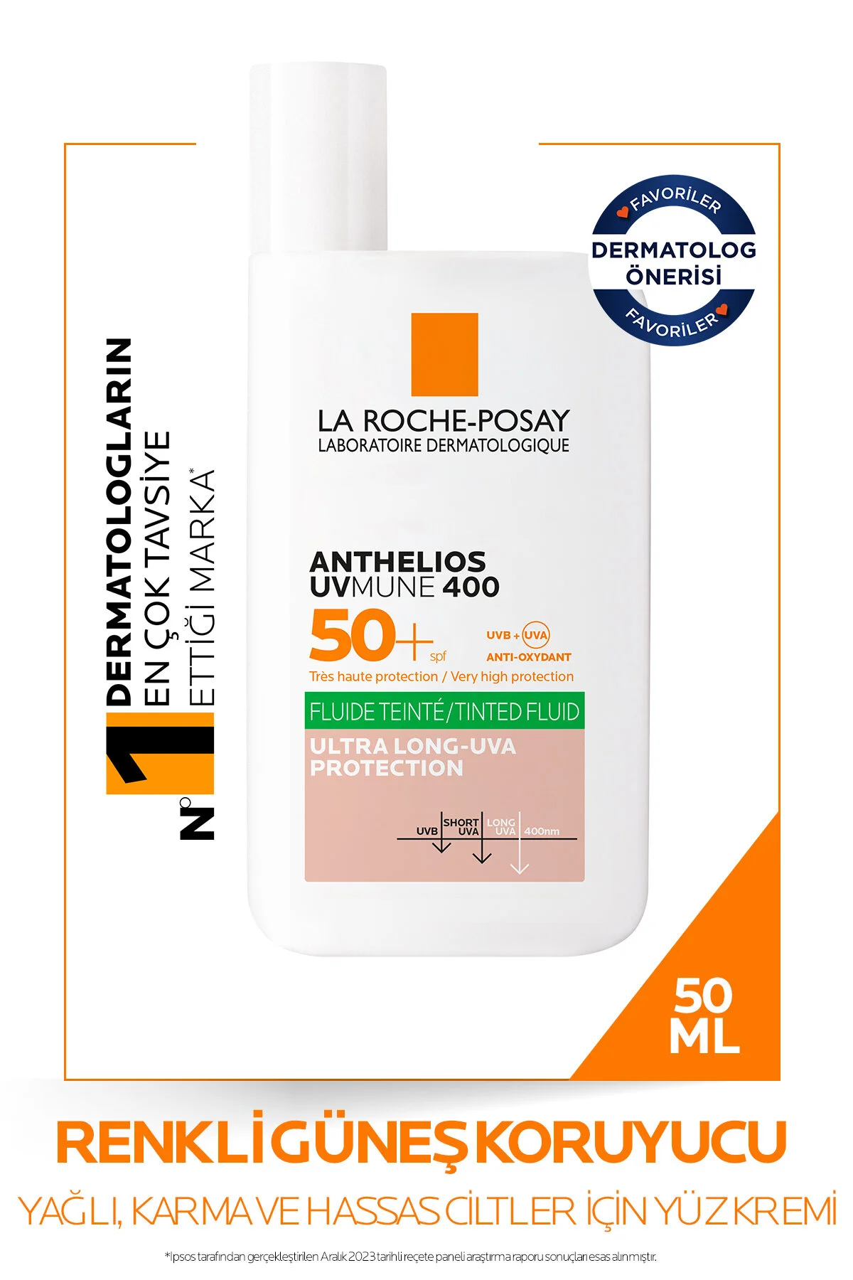 La Roche Posay ضدآفتاب روغن کنترل کننده Anthelios با SPF 50+ و رنگدانه های روشن کننده برای پوست صورت 50 میلی لیتر