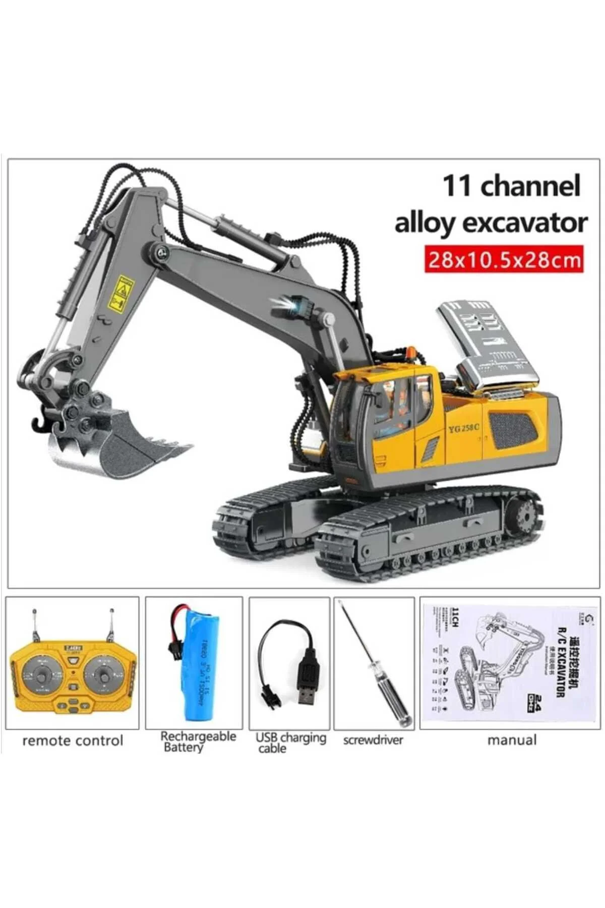 ماشین آلات ساختمانی کنترل از راه دور مجموعه بولدوزر بیل مکانیکی و کامیون کمپرسی 9CH R C 2.4GHZ 11CH ترکیه YIGONG