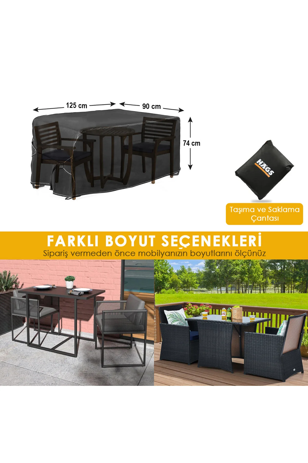روکش محافظ باغ پوشش مبلمان 125X90X74Cm ضد آب میز تهویه شده و کیس محافظت از صندلی HAEGS