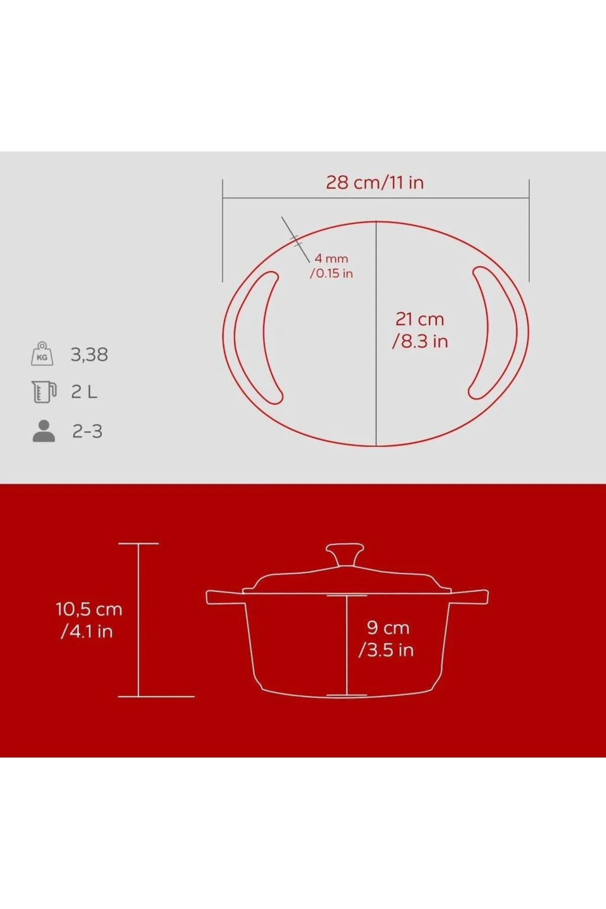 قابلمه گرد چدنی درب چدن سری HERITAGE 20 سانتیمتر قرمز Lava