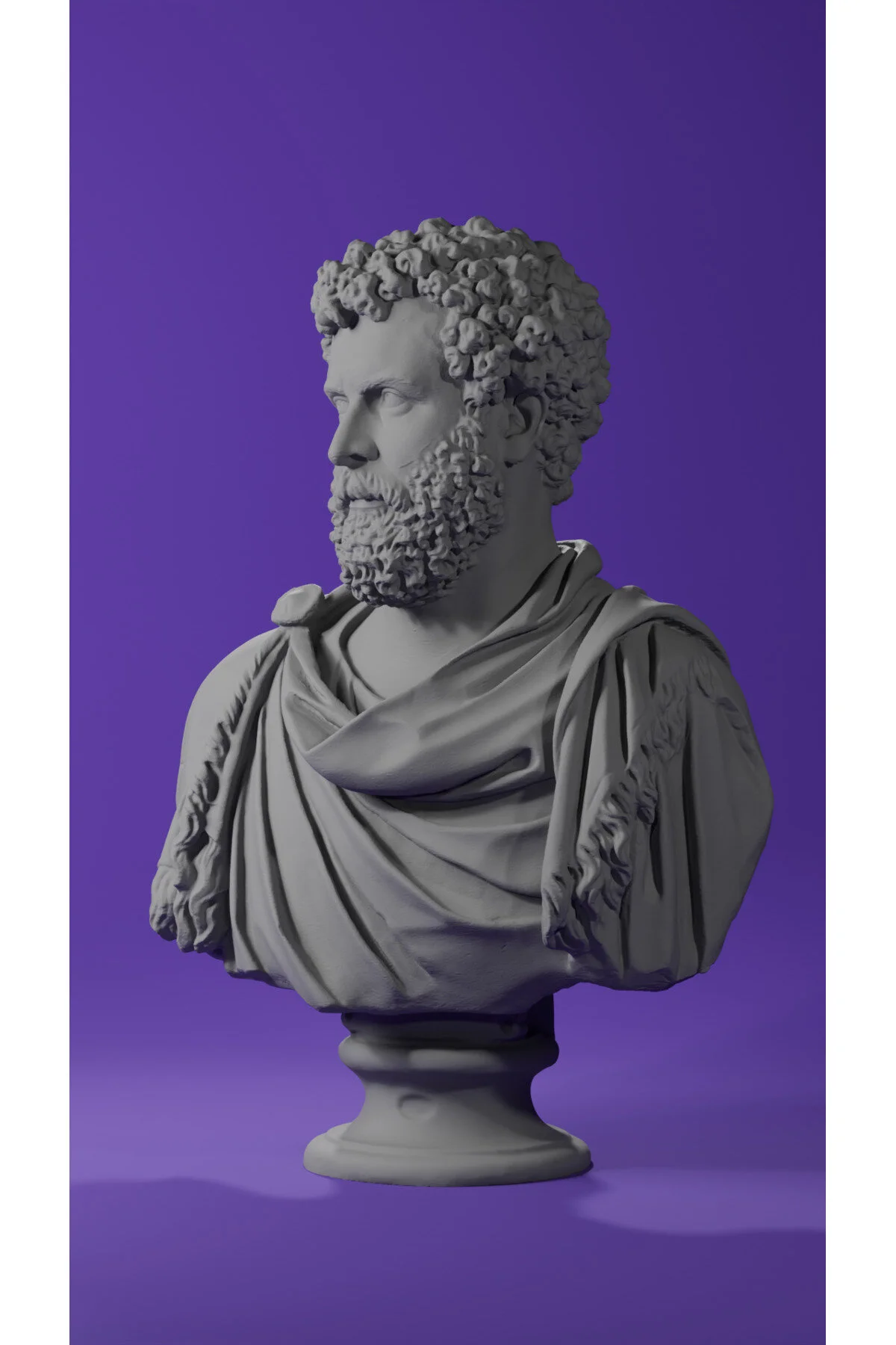فیگور اندازه کوچک 10 سانتی متر مجسمه نیم تنه تزئینی 'SEPTIMIUS SEVERUS' خاکستری رنگ سایز از ترکیه Cuboid 3D