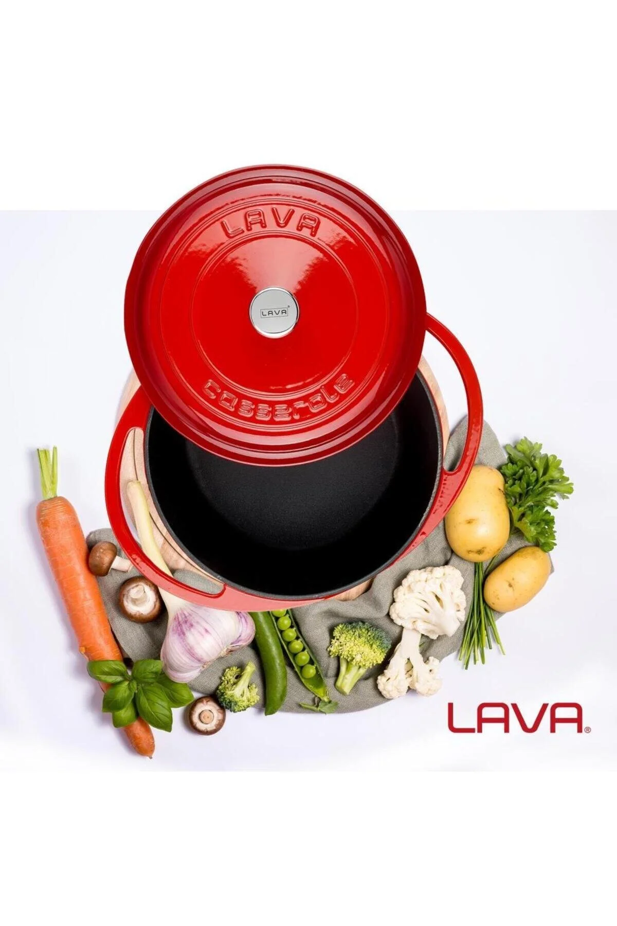 قابلمه گرد چدنی درب چدن سری HERITAGE 20 سانتیمتر قرمز Lava