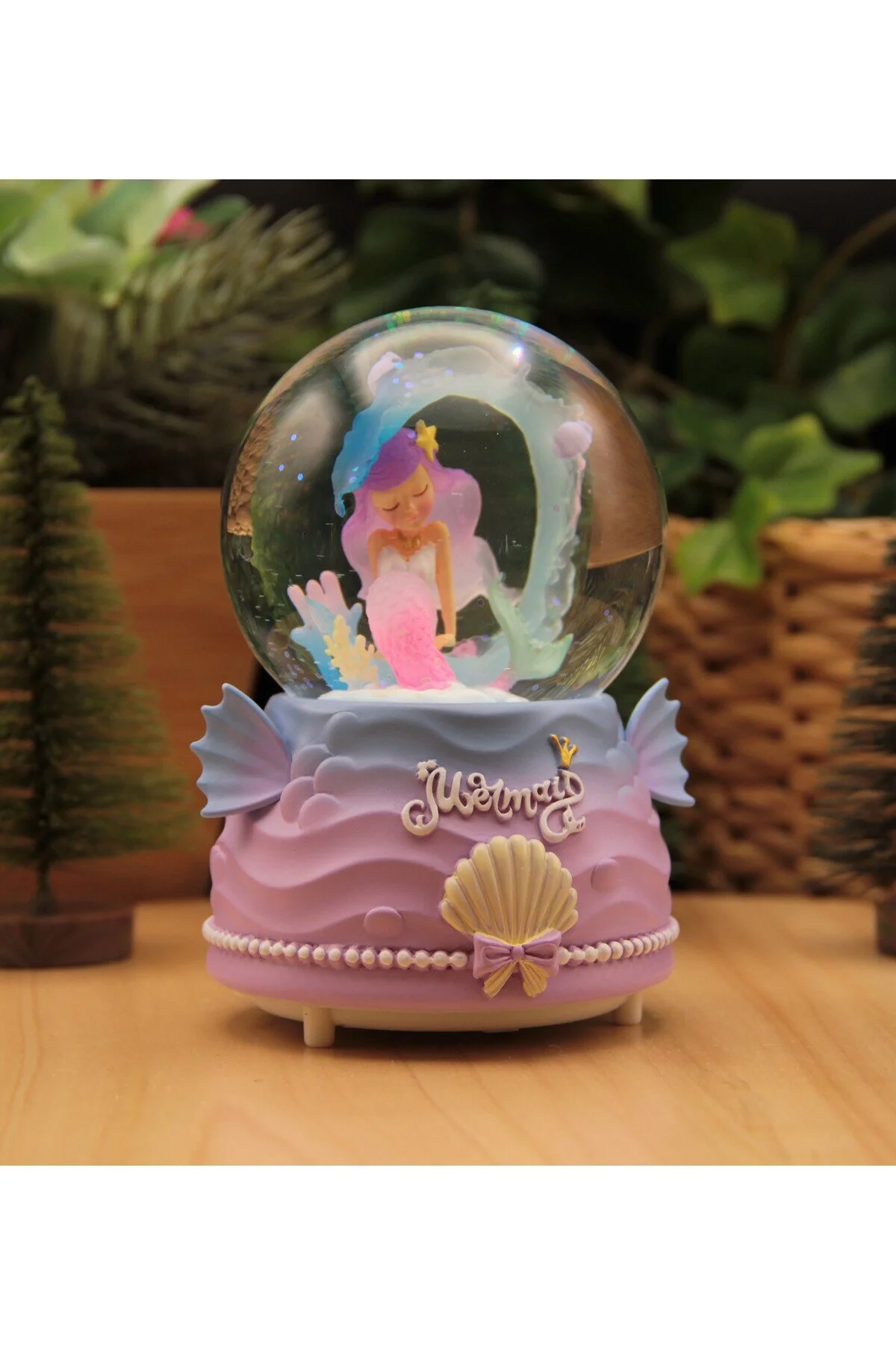 گوی برفی پری دریایی نورانی و موزیکال SNOW GLOBE در اندازه بزرگ از ترکیه HEDİYEBİZİZ