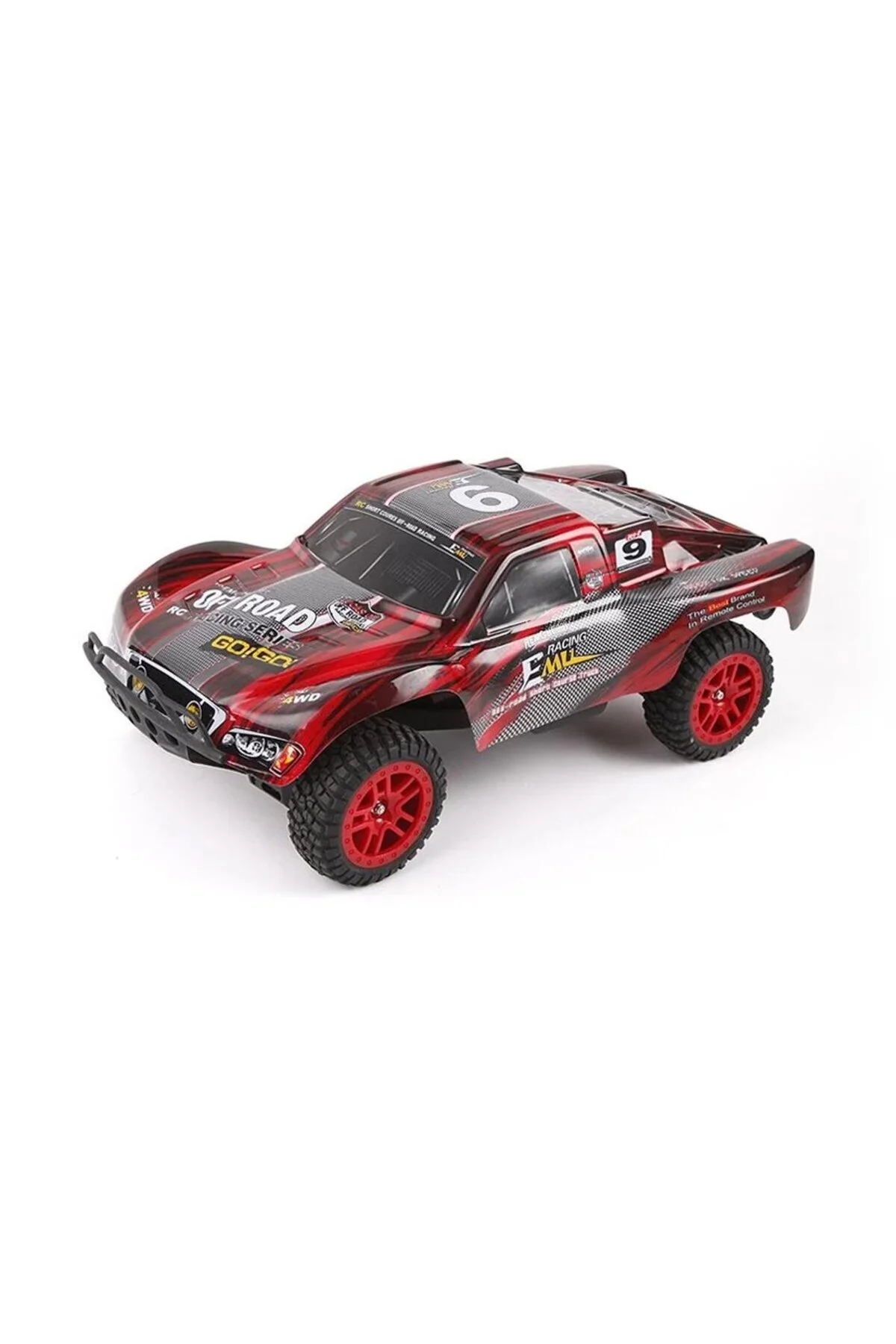 خودروی کنترل از راه دور مقیاس 8021 1 8 4WD OFF ROAD COURSE 9 EMU هود قرمز موتور قلم مو 7.4V 3300 REMO