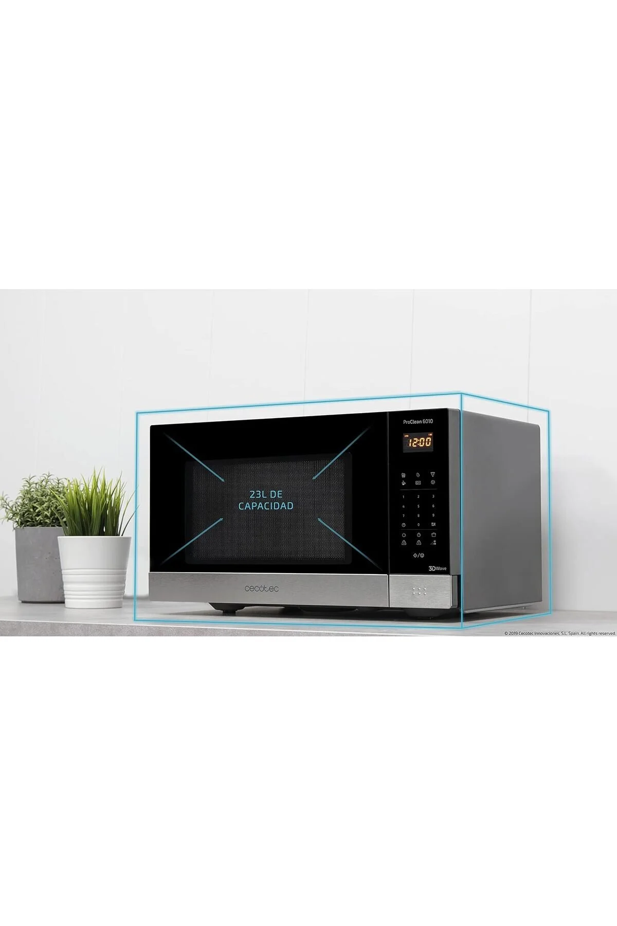 مایکروویو خاکستری اجاق گاز سیاه Proclean 23L 800W Ready2Clean Coation و 3Dwave Technology  CECOTEC
