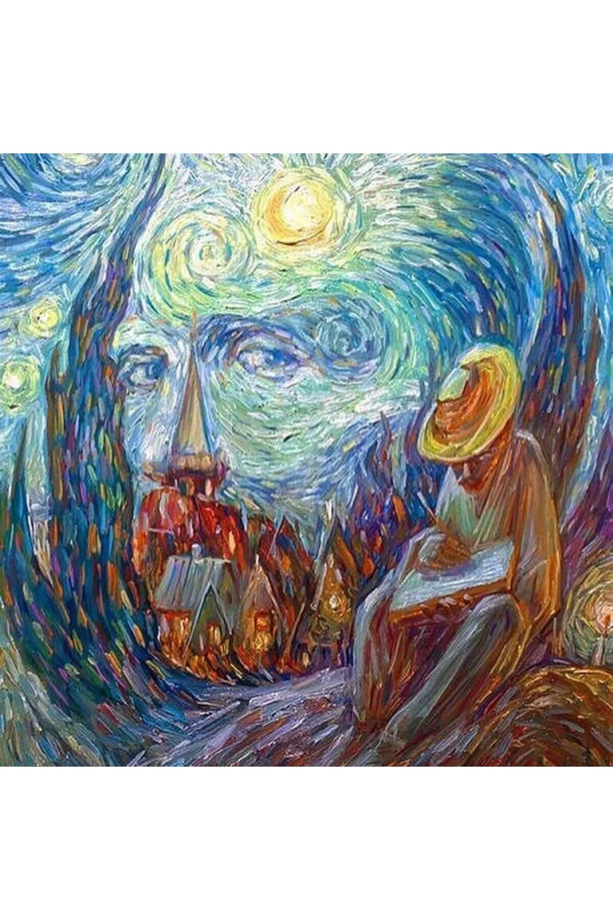 پازل نقاشی موزاییک الماس ون گوگ و شب پرستاره 58X58 سانتی متر MARCEL SANAT